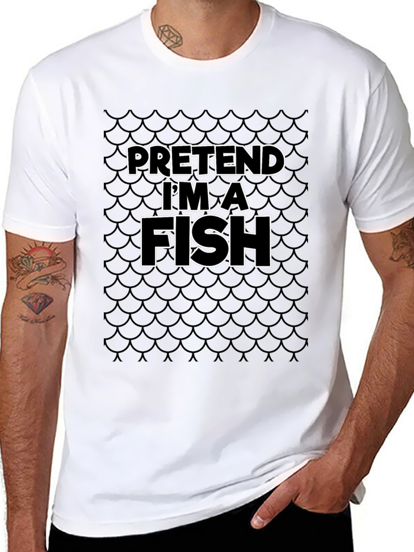 Black Pretend I'm A Fish Black T-Shirt view 8