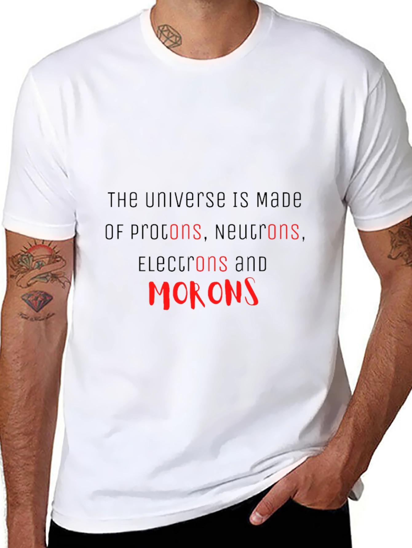 Black Science Humor T-Shirt - Universe Morons view 8