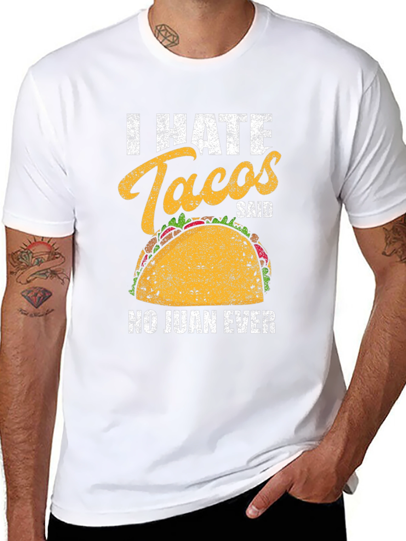 Black I Hate Tacos T-Shirt - Funny Taco Lover Tee view 8