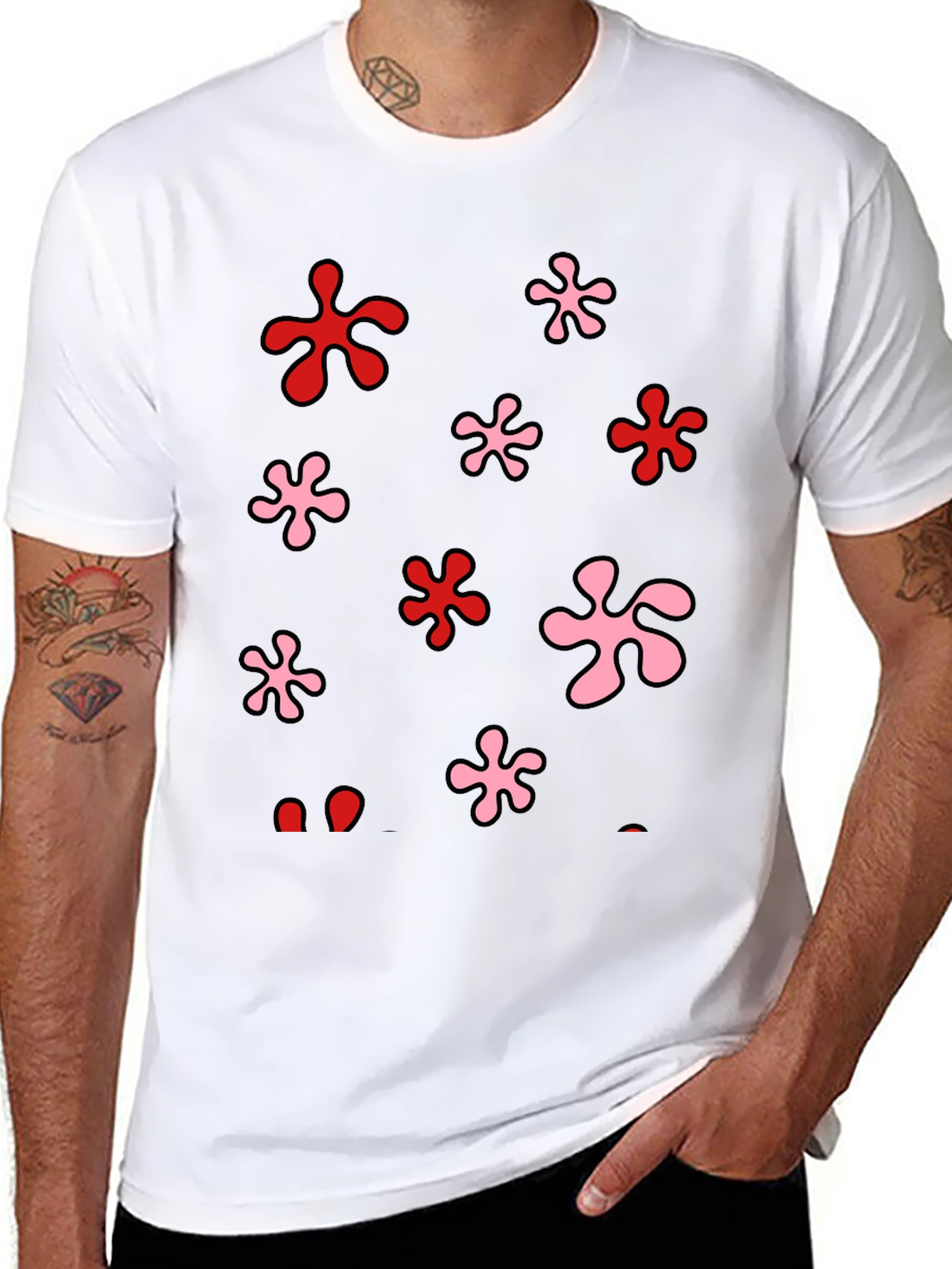 Black Funky Floral Print Black T-Shirt view 8