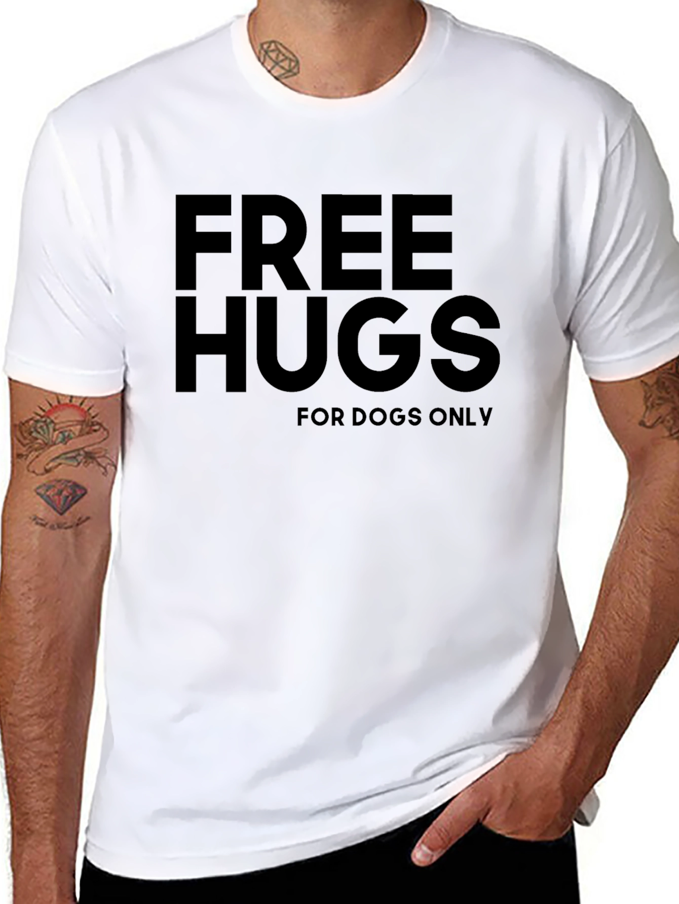 Free Hugs for Dogs Only Black T-Shirt - 8