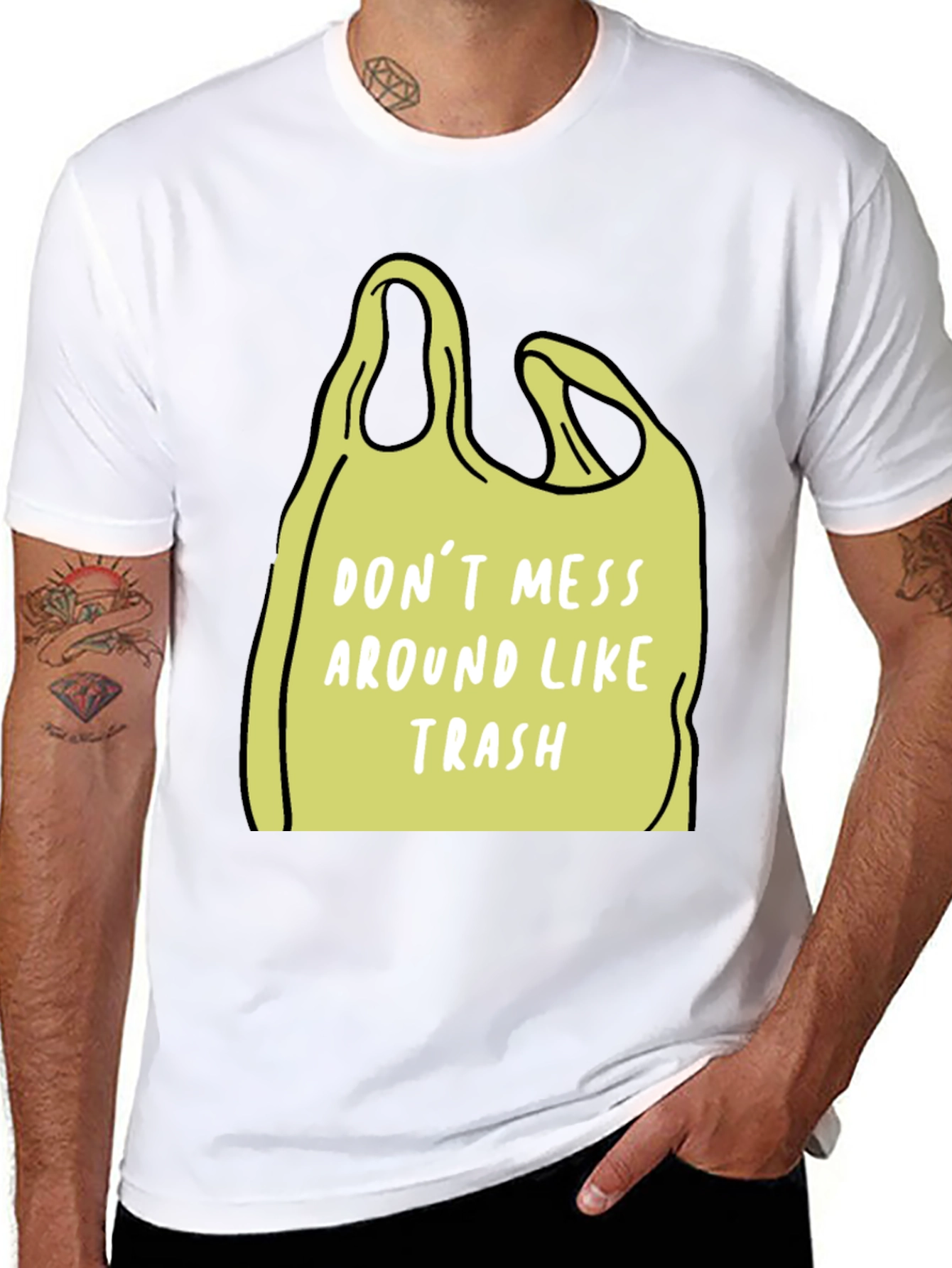 Black Don't Mess Around Like Trash T-Shirt view 8