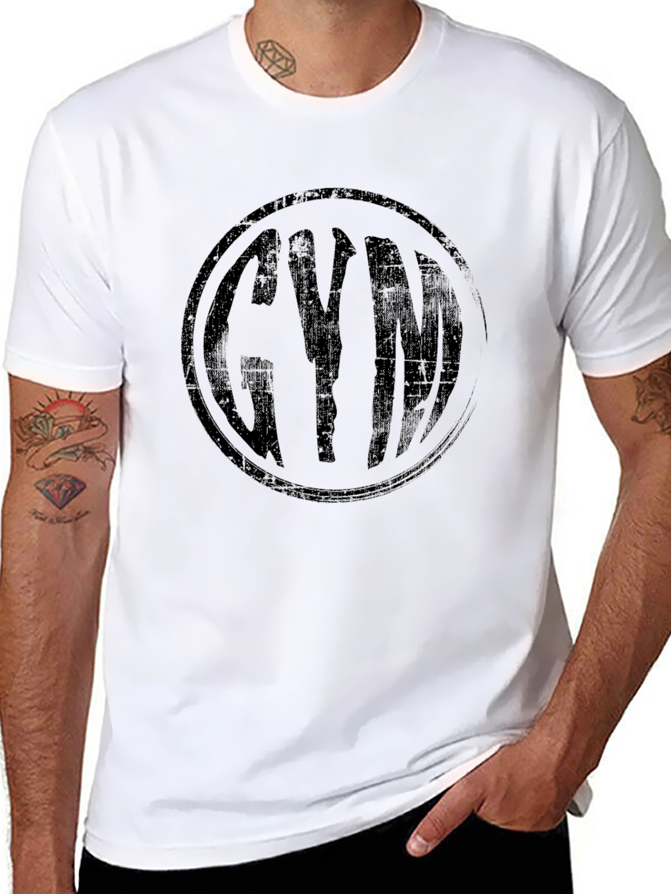 Black Men's Black Gym Graphic T-Shirt view 8
