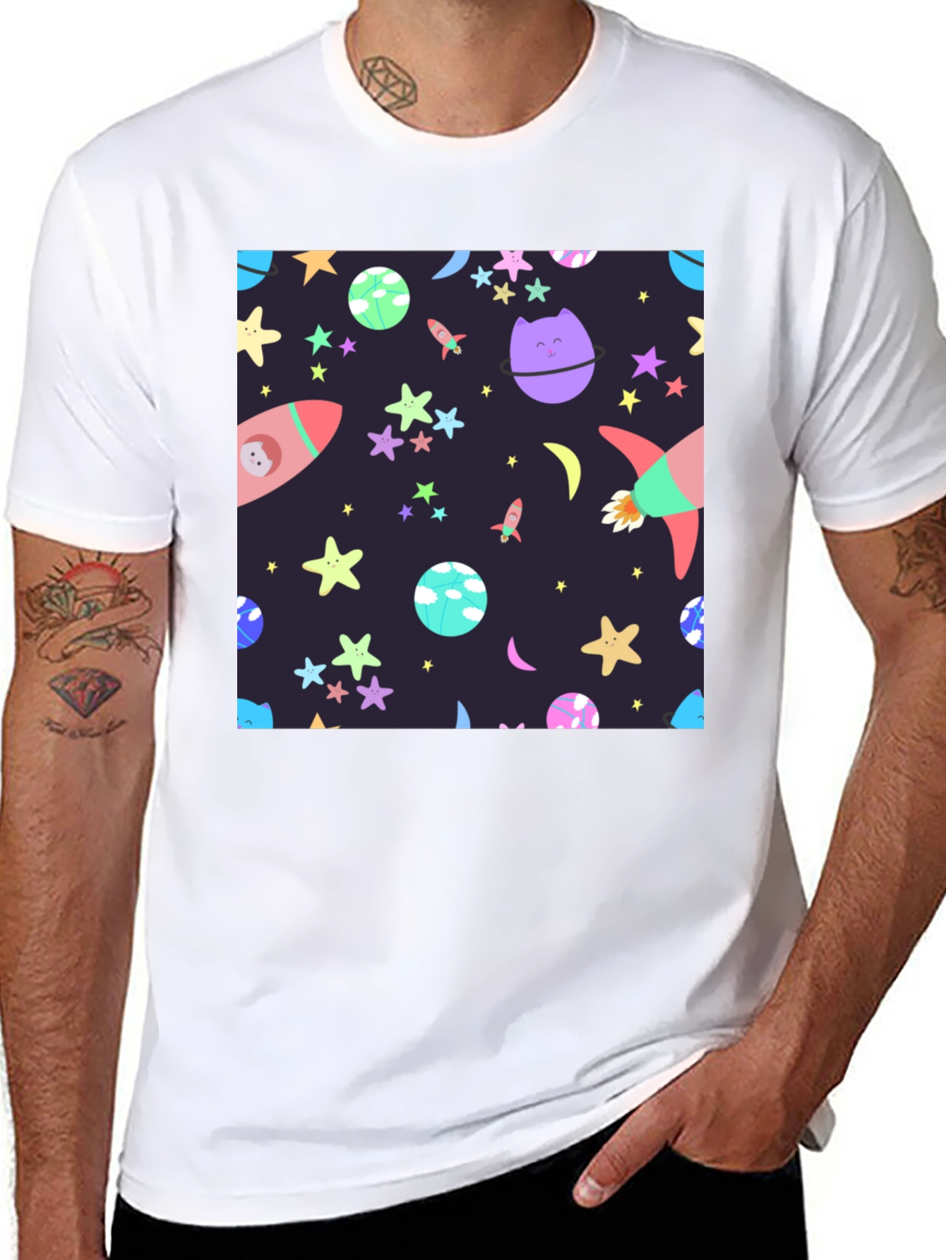 Black Cosmic Cartoon T-Shirt view 8