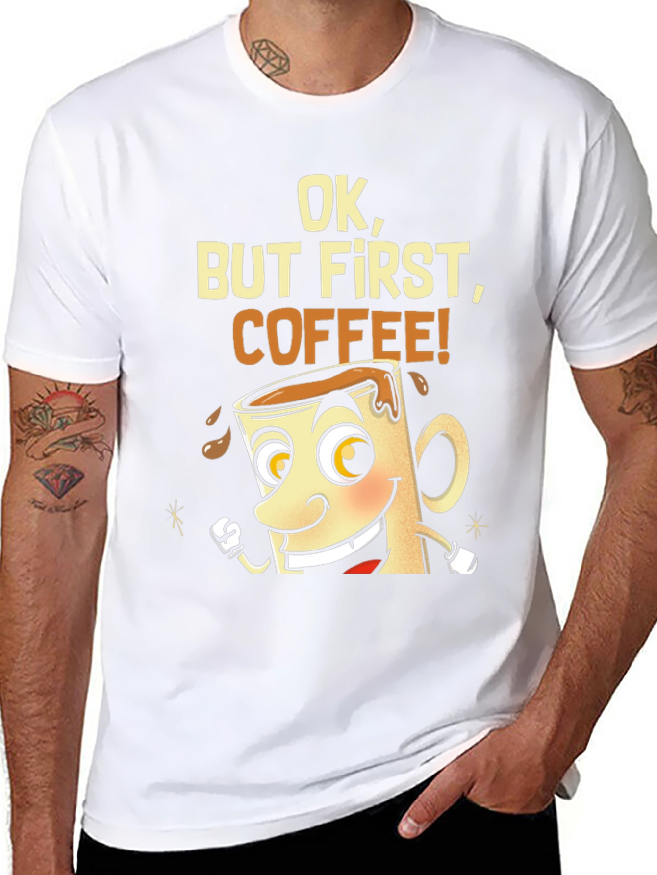 Black Ok, But First, Coffee! Graphic T-Shirt view 8