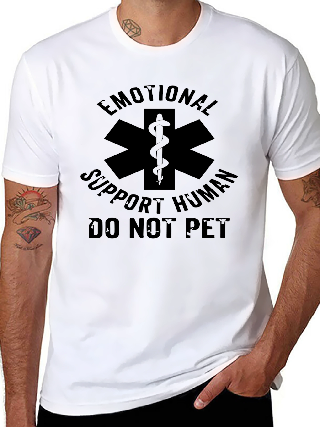 Black Emotional Support Human Tee - Do Not Pet - Novelty T-Shirt view 8