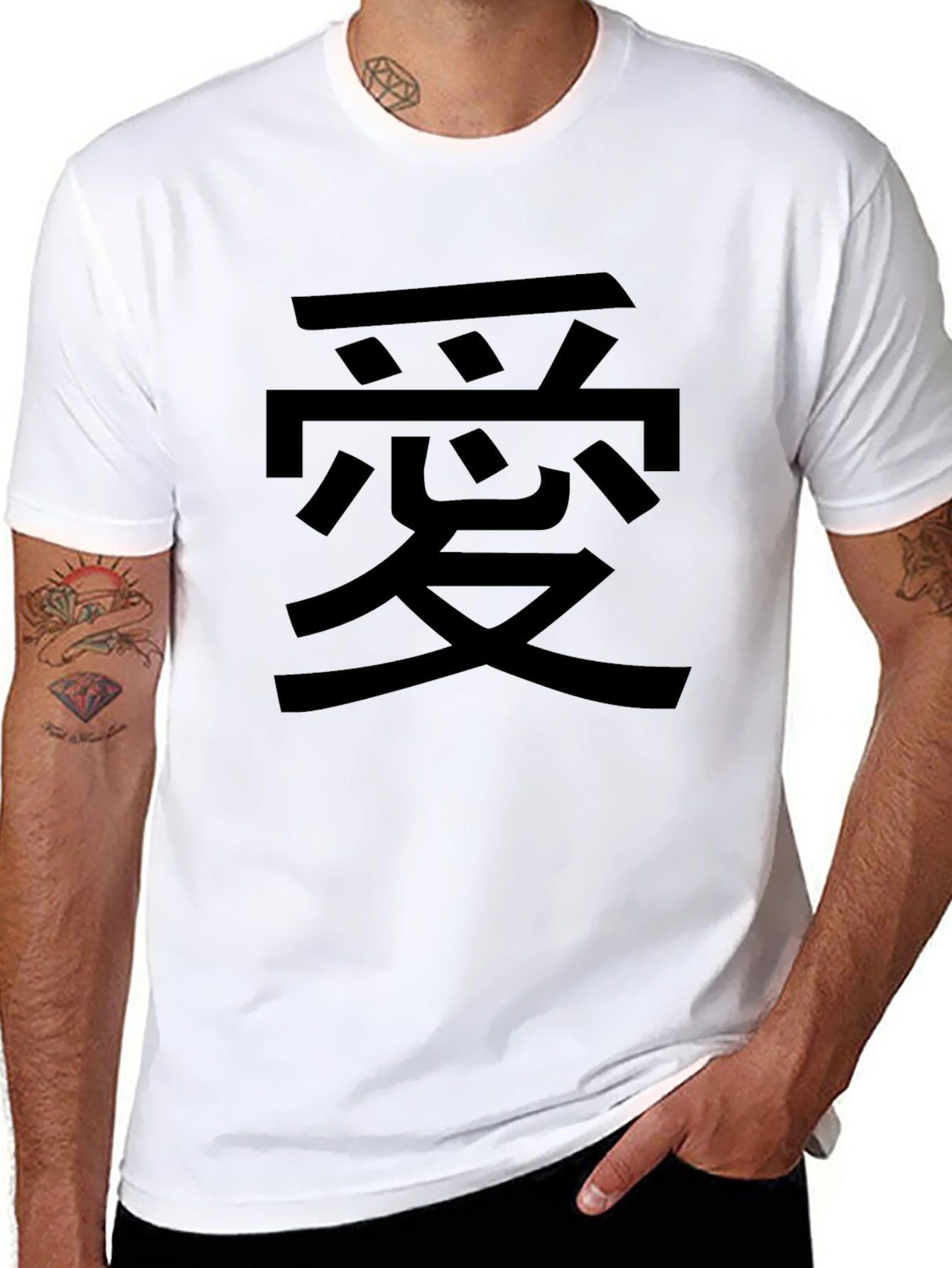 Black Black T-Shirt with Japanese Kanji view 8