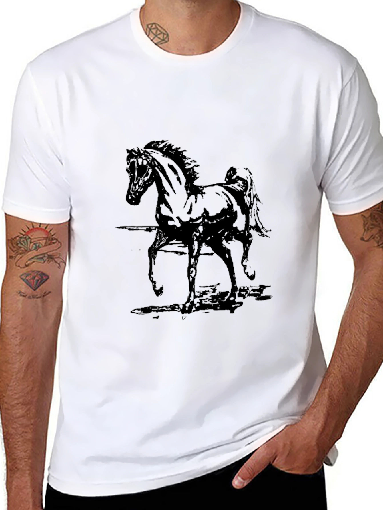Black Black Horse Graphic Tee - Stylish & Comfortable view 8