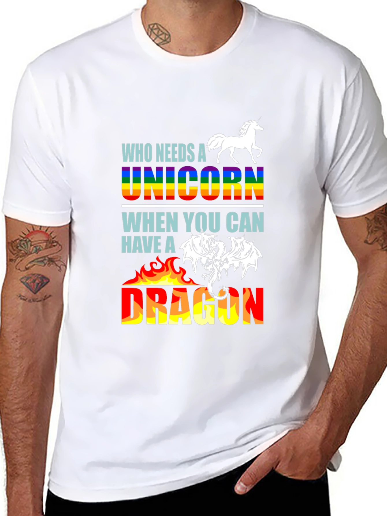 Black Unicorn or Dragon Graphic T-Shirt view 8