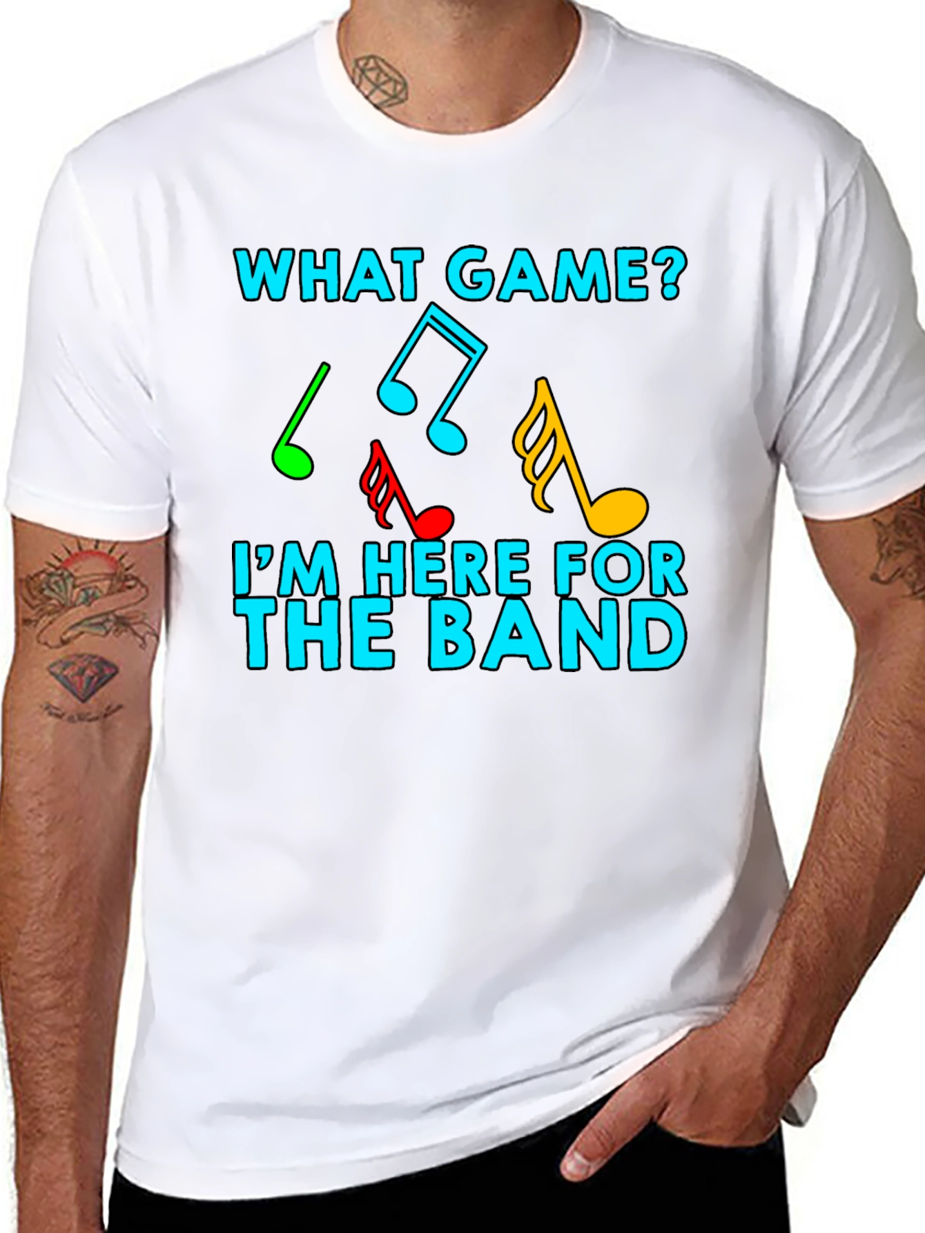 What Game? I'm Here For The Band Music Notes T-Shirt - 8