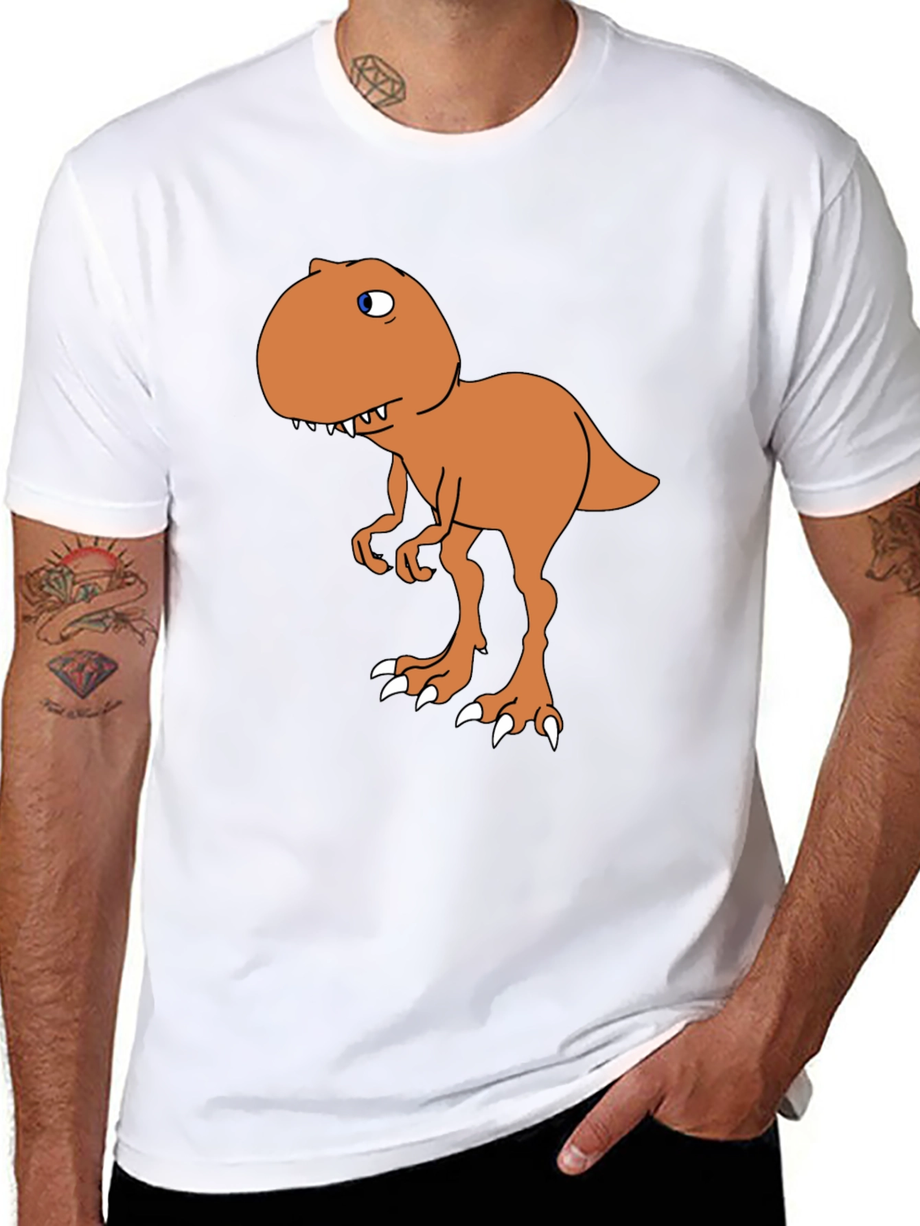 Black Cartoon Dinosaur Graphic Tee - Black view 8