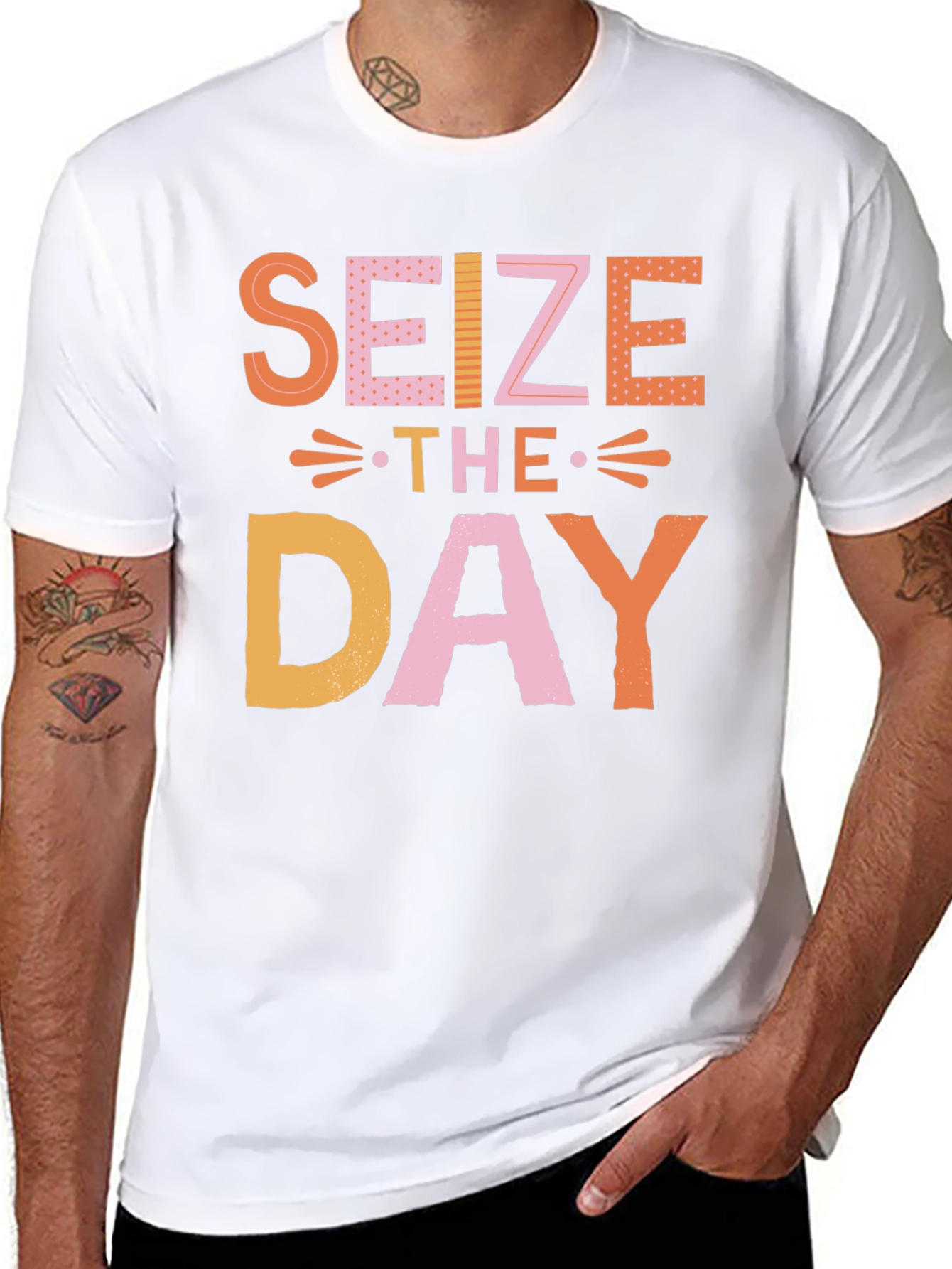 Black Seize the Day Graphic Tee - Trendy Black T-Shirt view 8