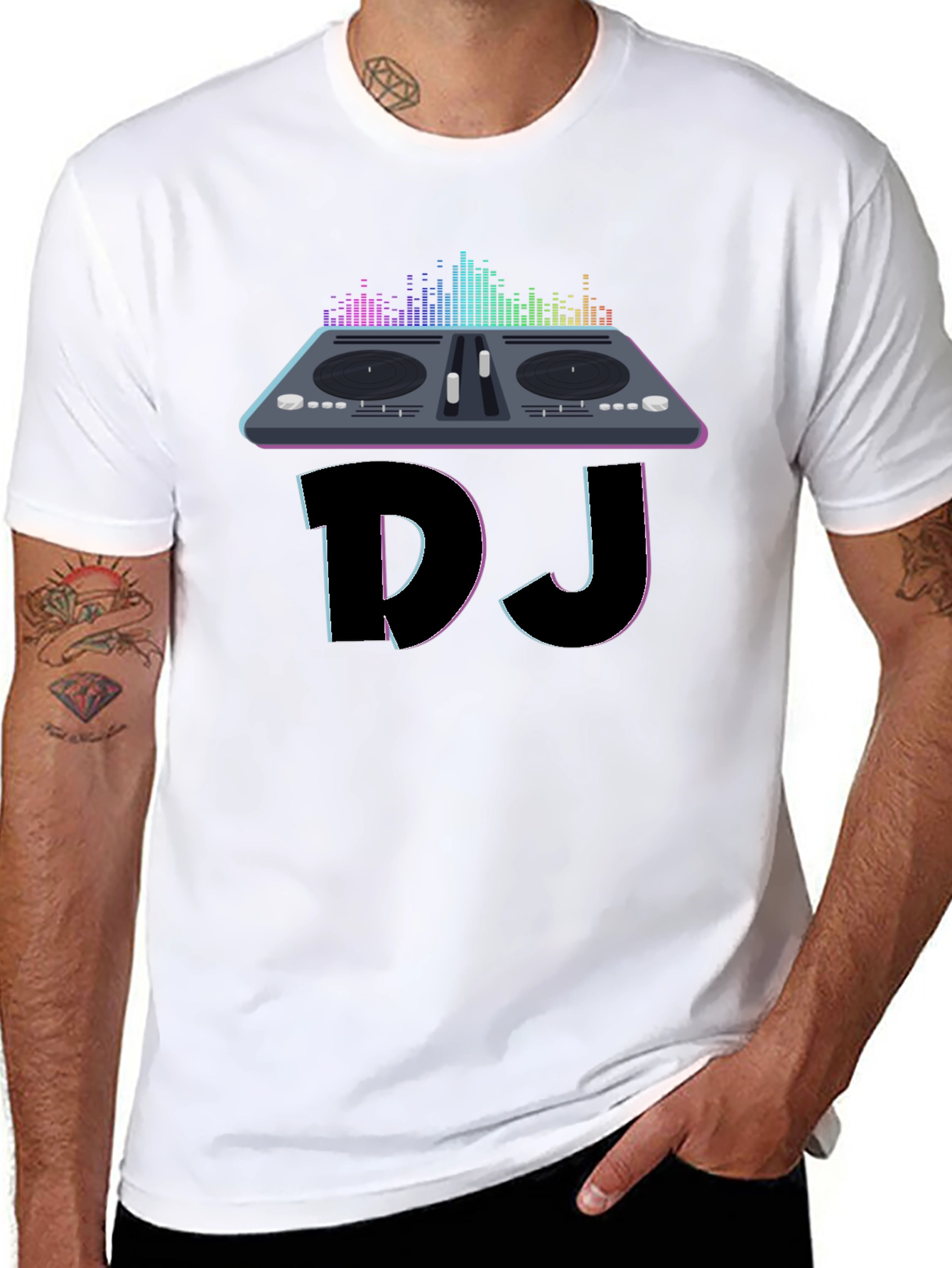 Black DJ Turntable Graphic Tee - Music Lover T-Shirt view 8