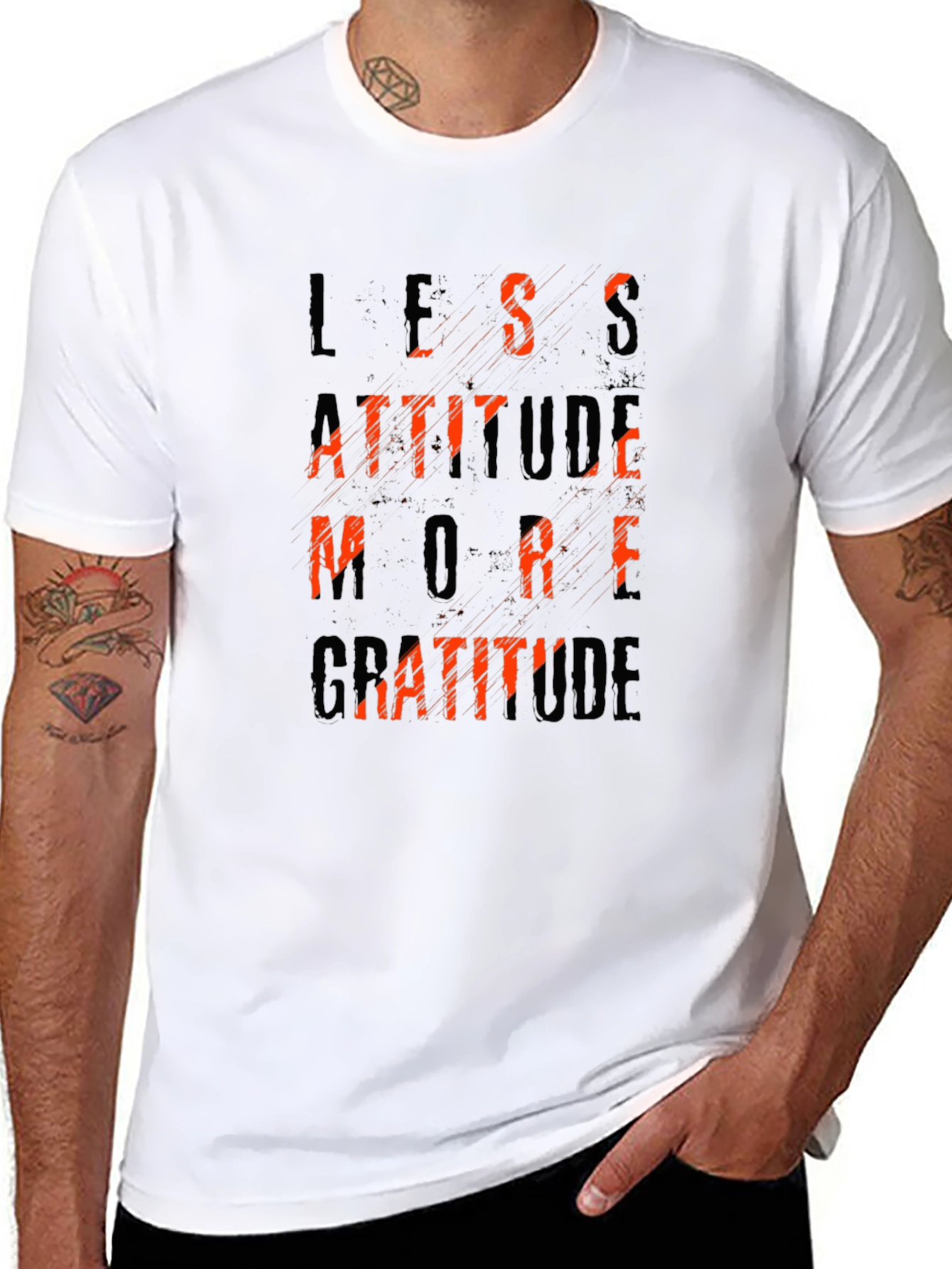 Black Less Attitude More Gratitude Black T-Shirt view 8
