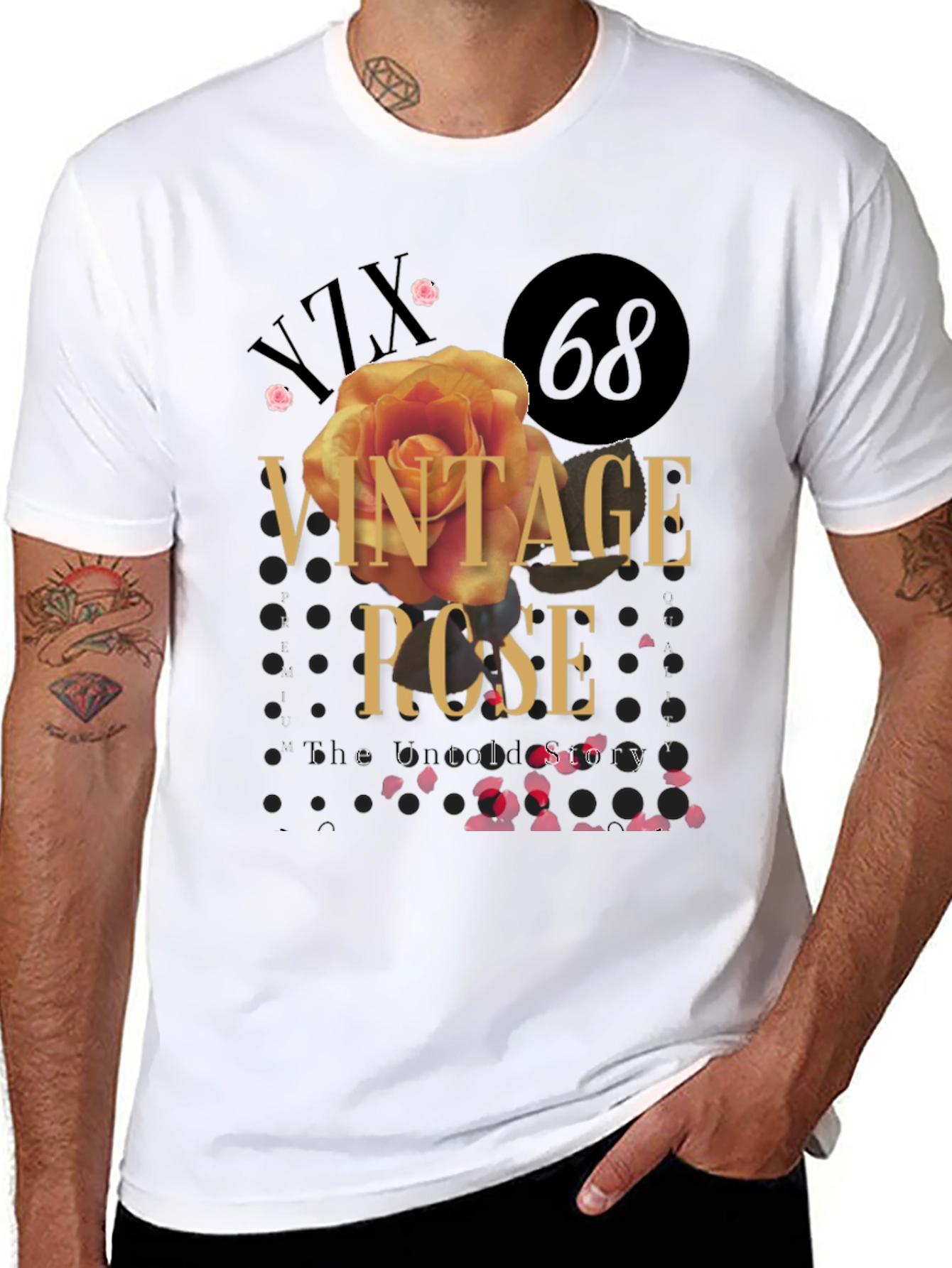 Black Vintage Rose Graphic Tee - Stylish Unisex T-Shirt view 8