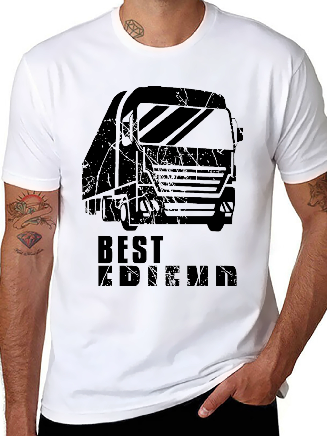 Black Truck Driver "Best Friend" Graphic Tee - Black view 8