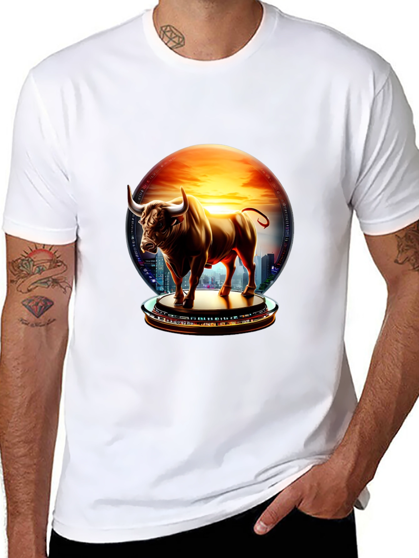 Black Bull Cityscape Graphic Tee view 8