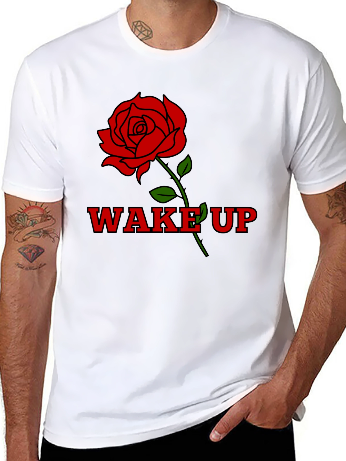 Black Wake Up Rose Graphic T-Shirt view 8