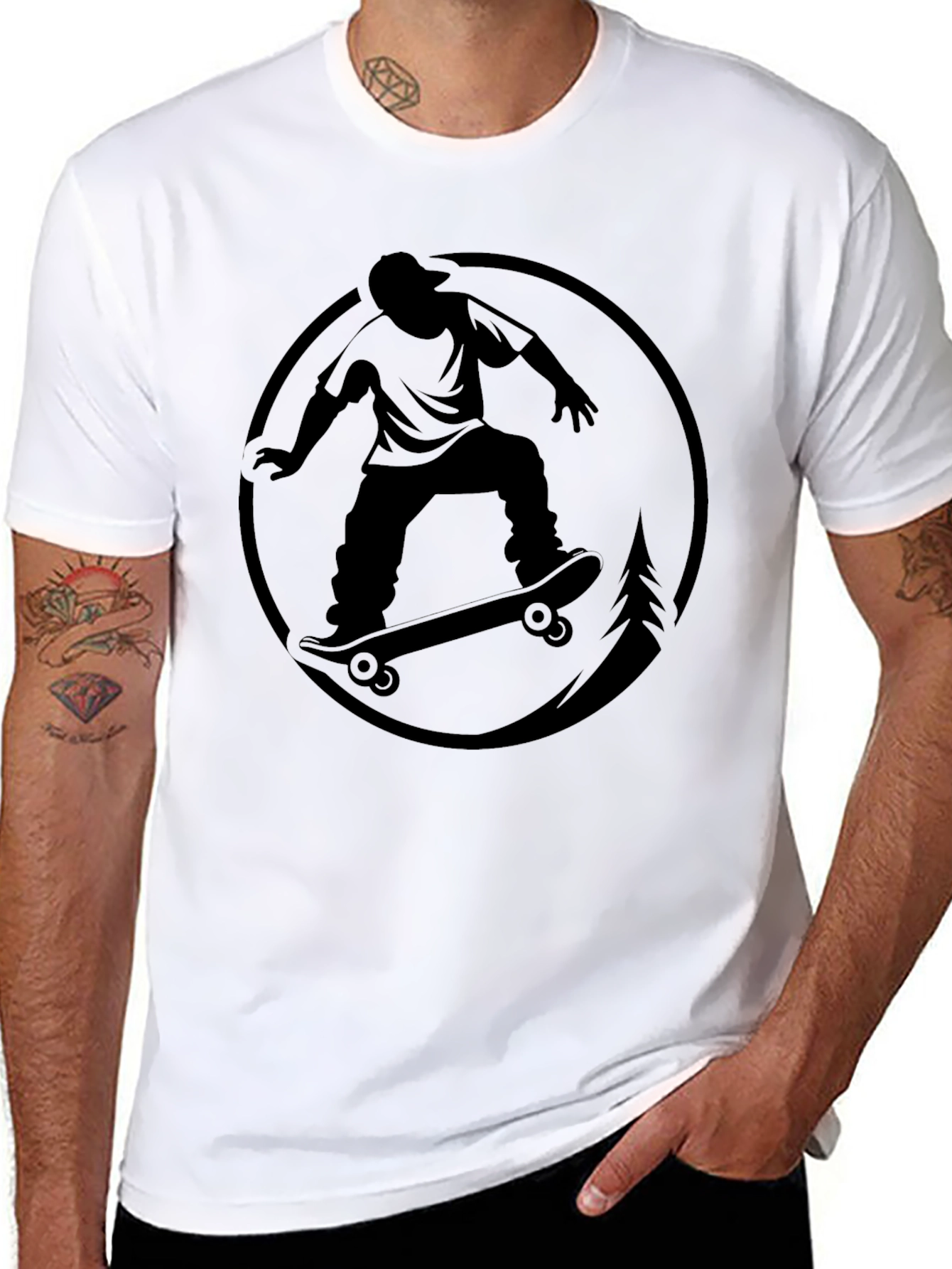 Black Skateboarder Graphic Black T-Shirt view 8