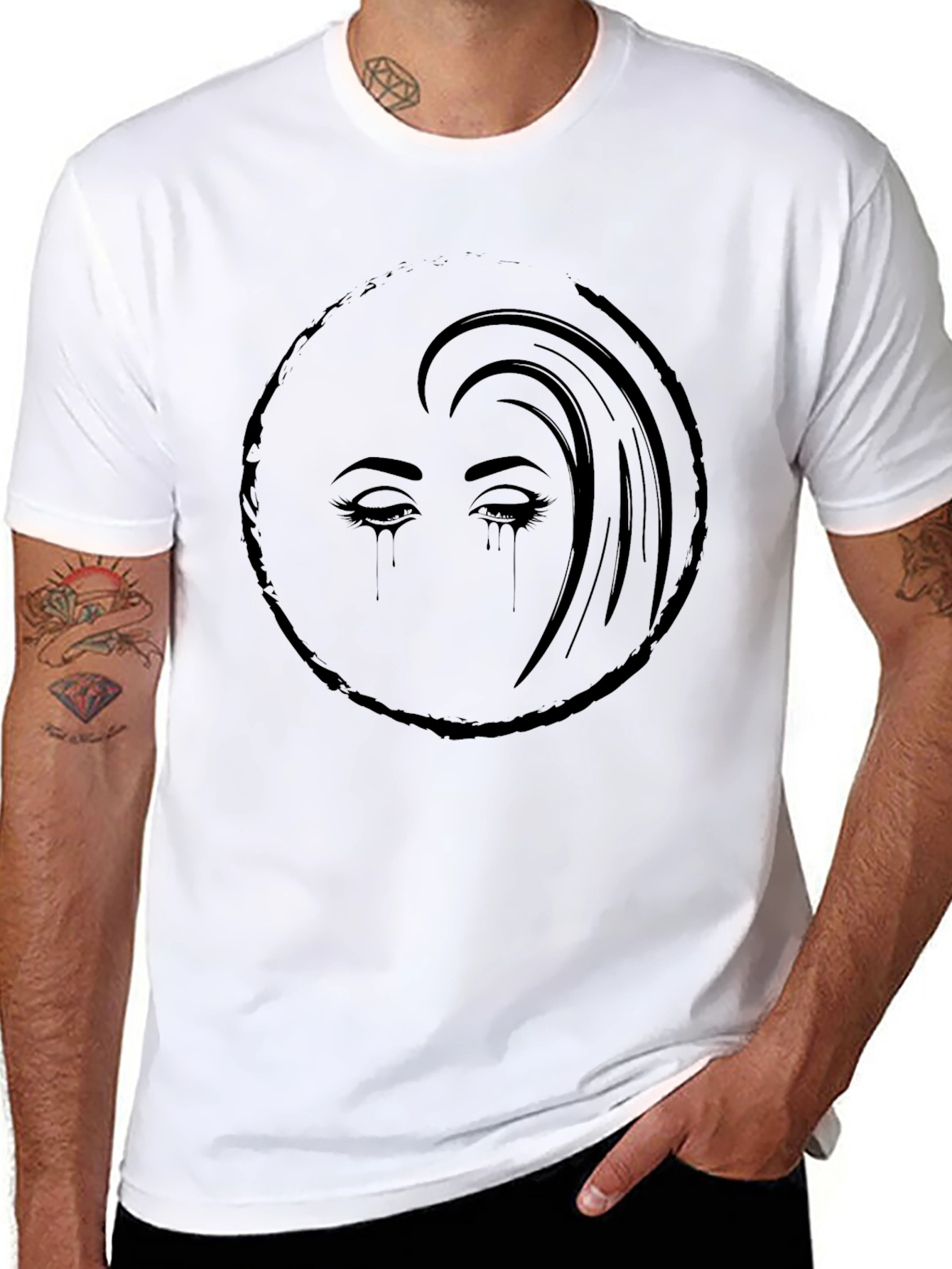 Black Emotional Gaze Graphic Tee - Black view 8