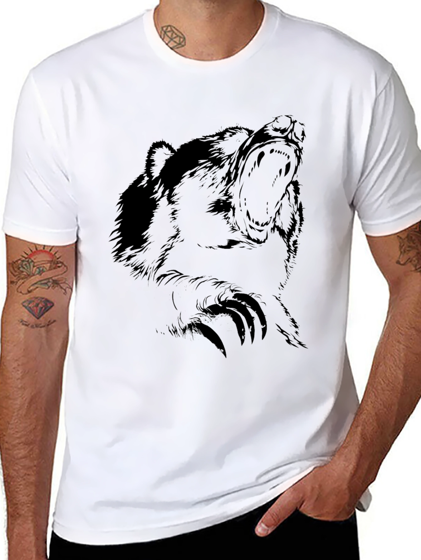 Black Men's Black Bear Graphic T-Shirt view 8