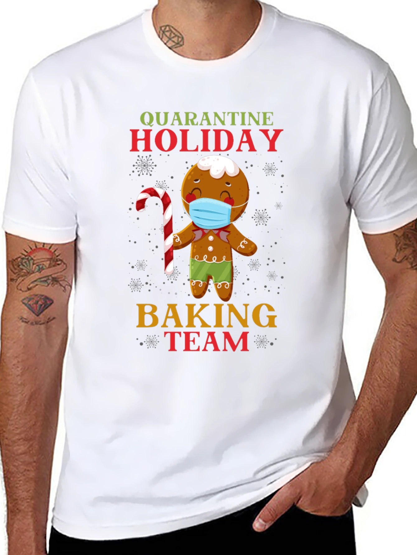 Black Quarantine Holiday Baking Team Gingerbread T-Shirt view 8