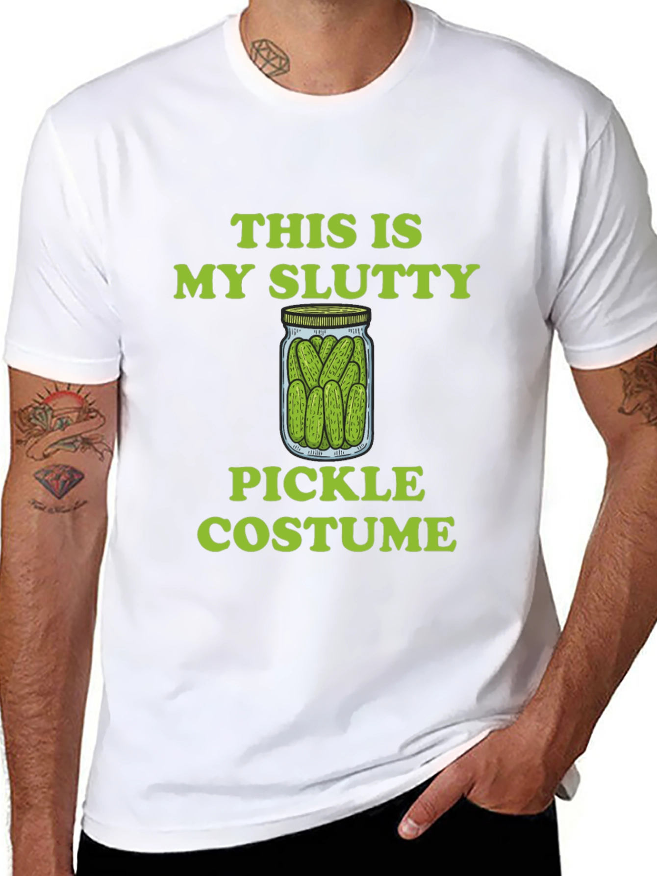 Black Slutty Pickle Costume Graphic T-Shirt view 8
