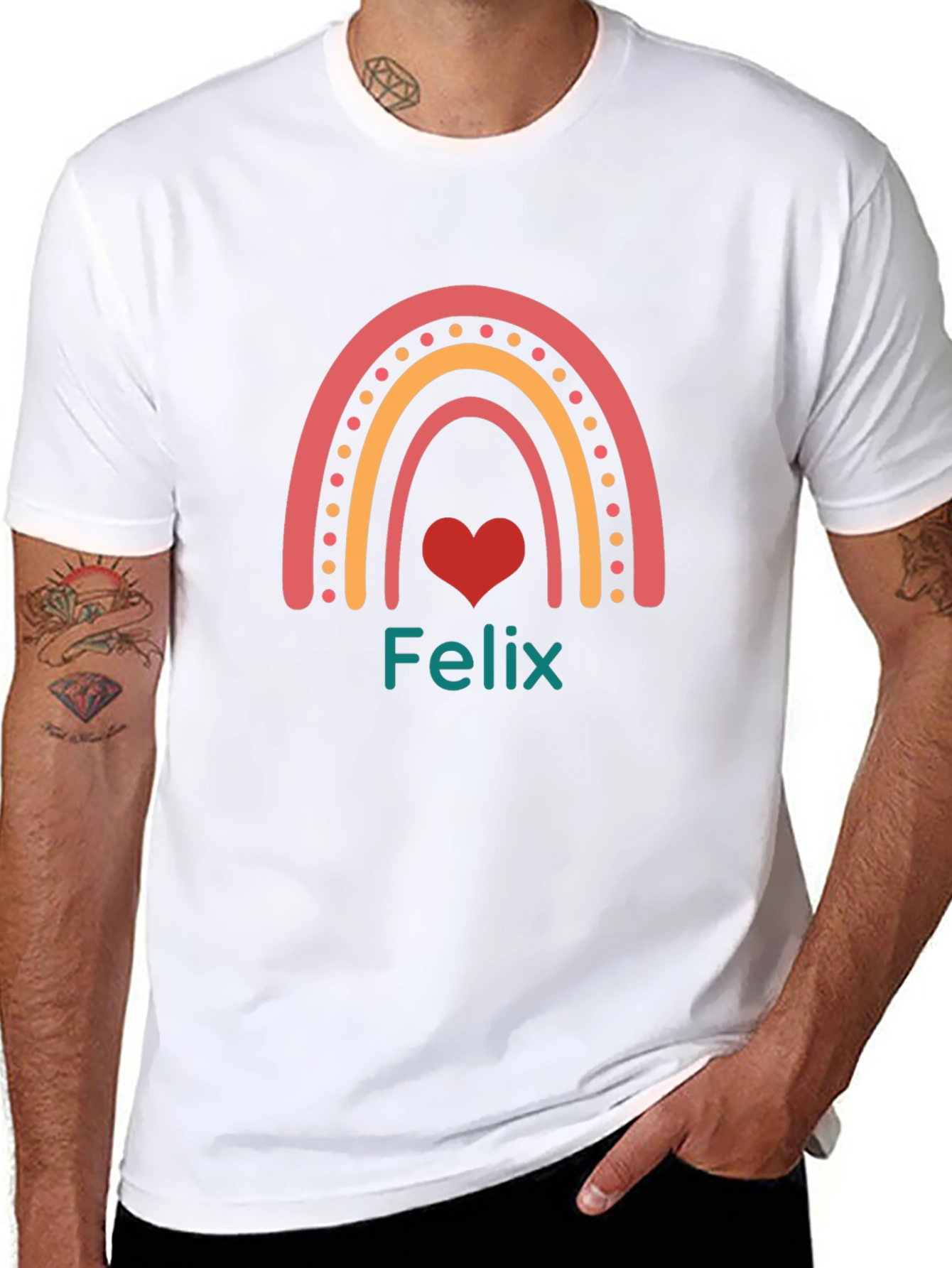 Black Felix Rainbow Heart T-Shirt - Personalized Gift view 8