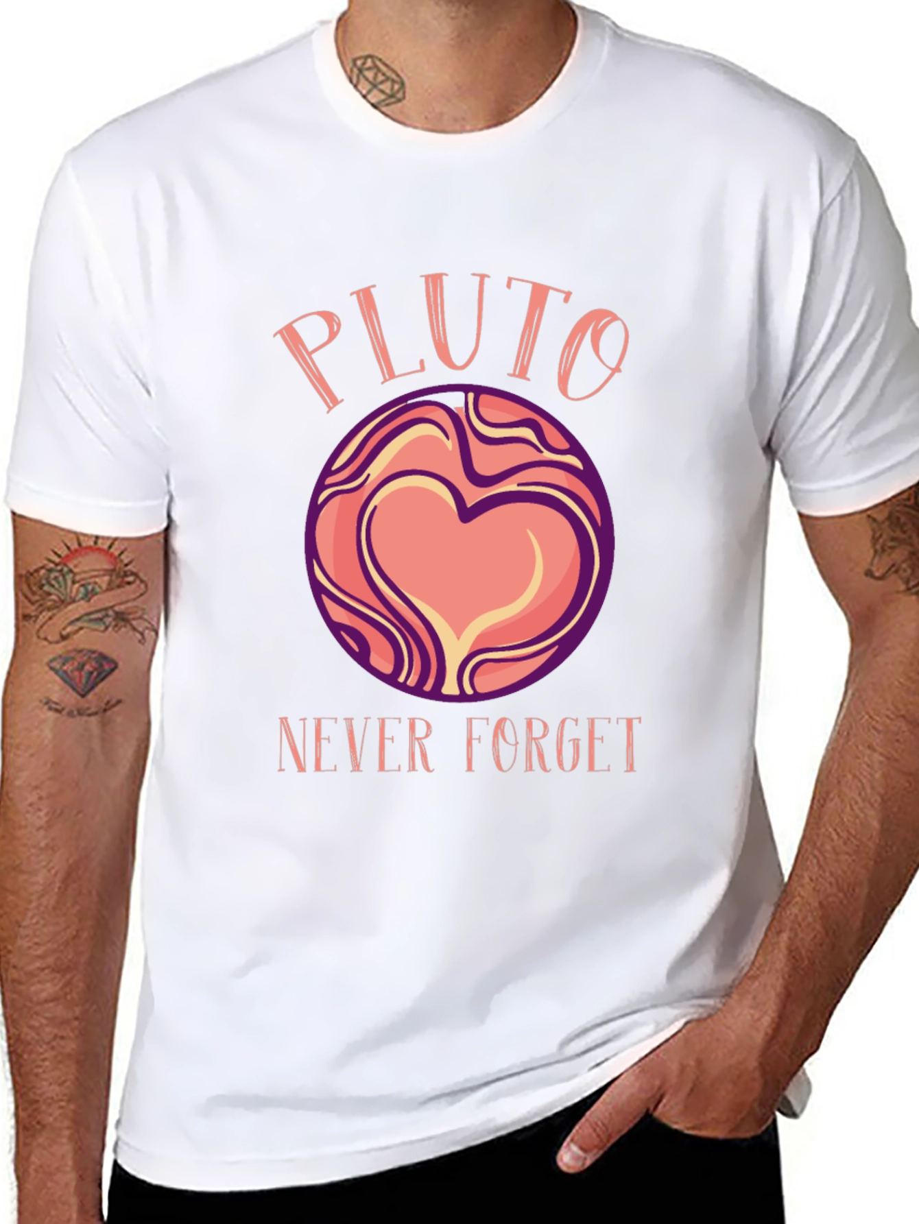 Black Pluto Never Forget Graphic T-Shirt view 8