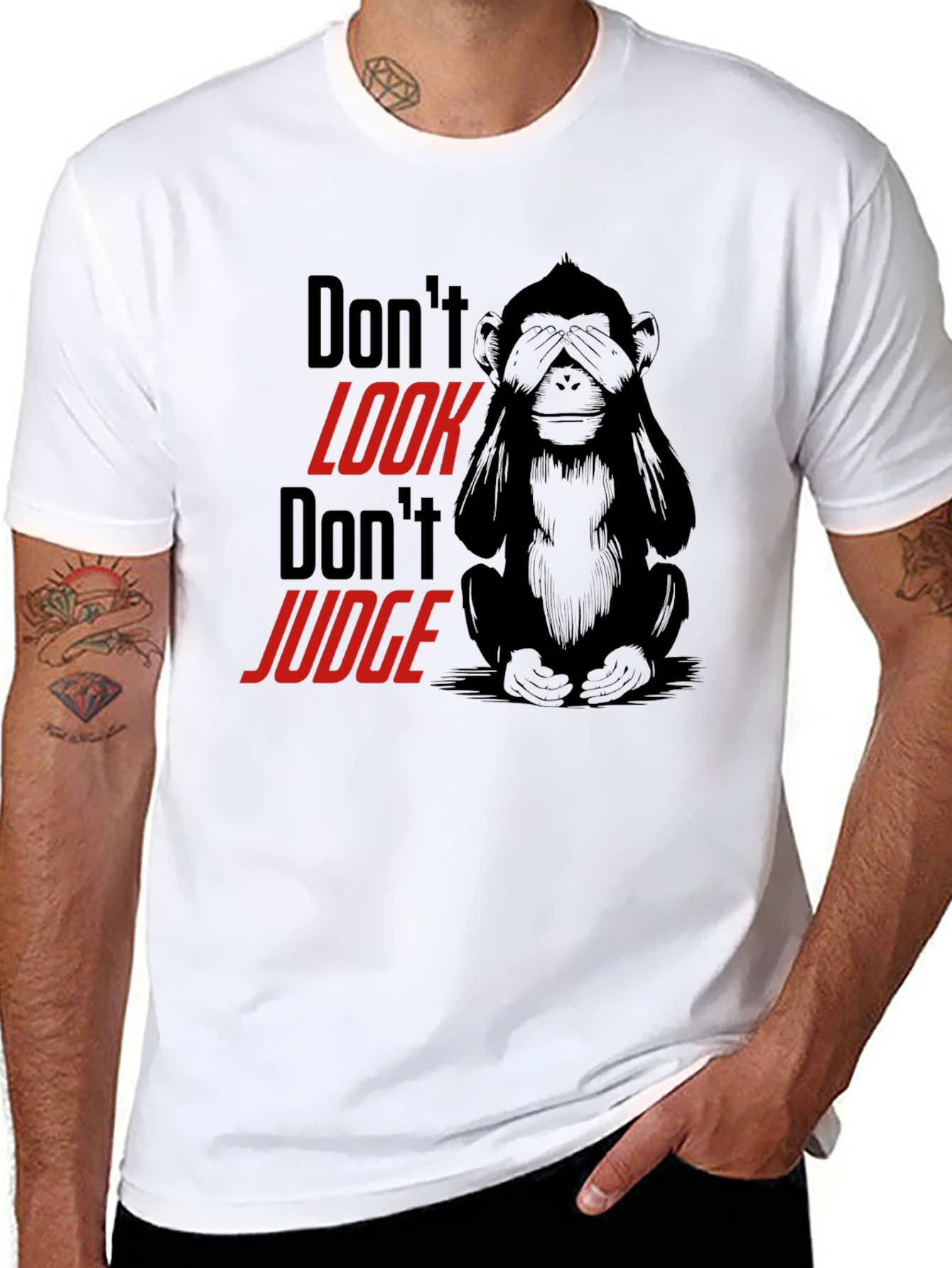Black Don't Look Monkey Graphic Tee - Black view 8
