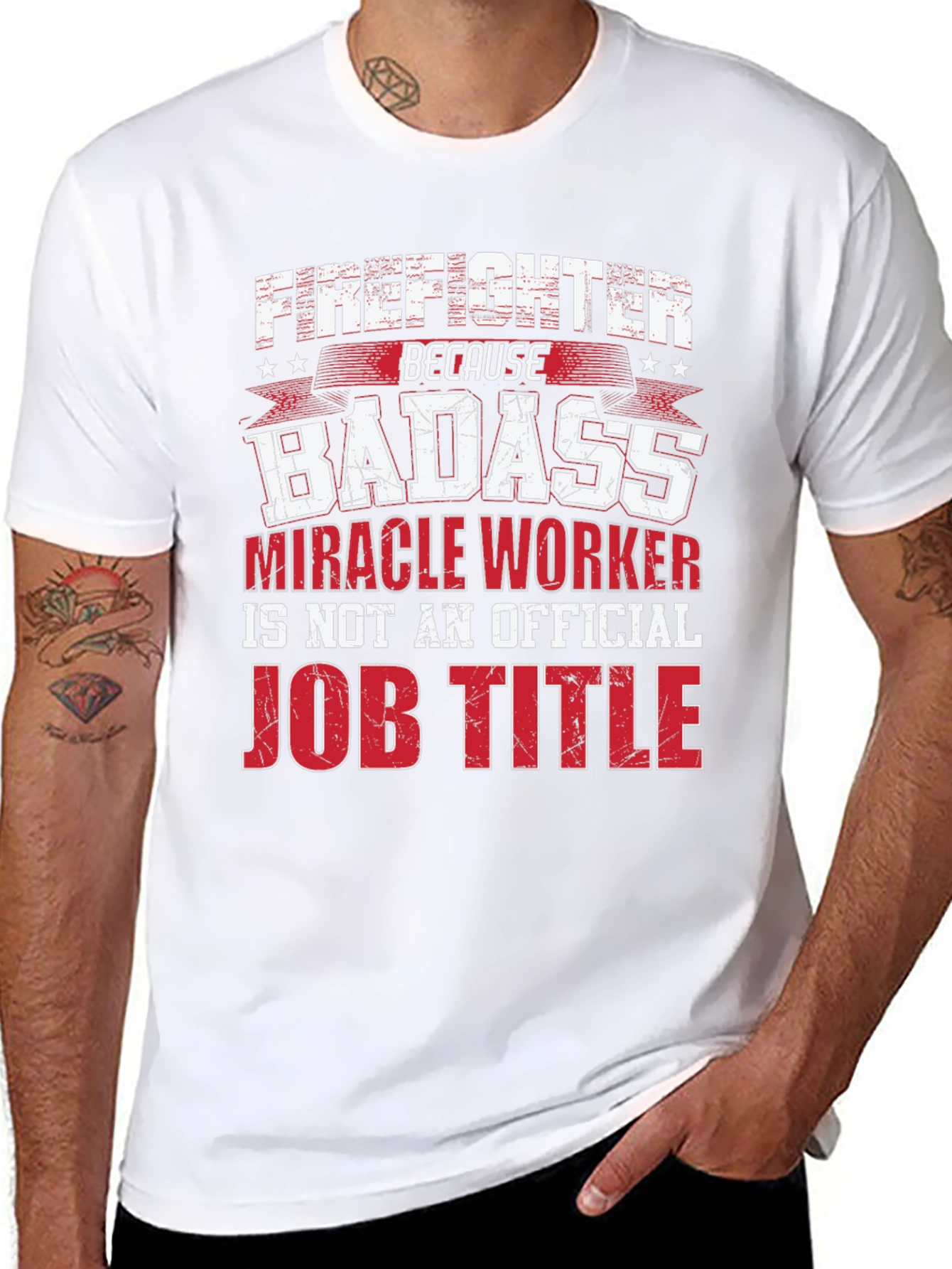 Black Firefighter Badass Job Title Black T-Shirt view 8