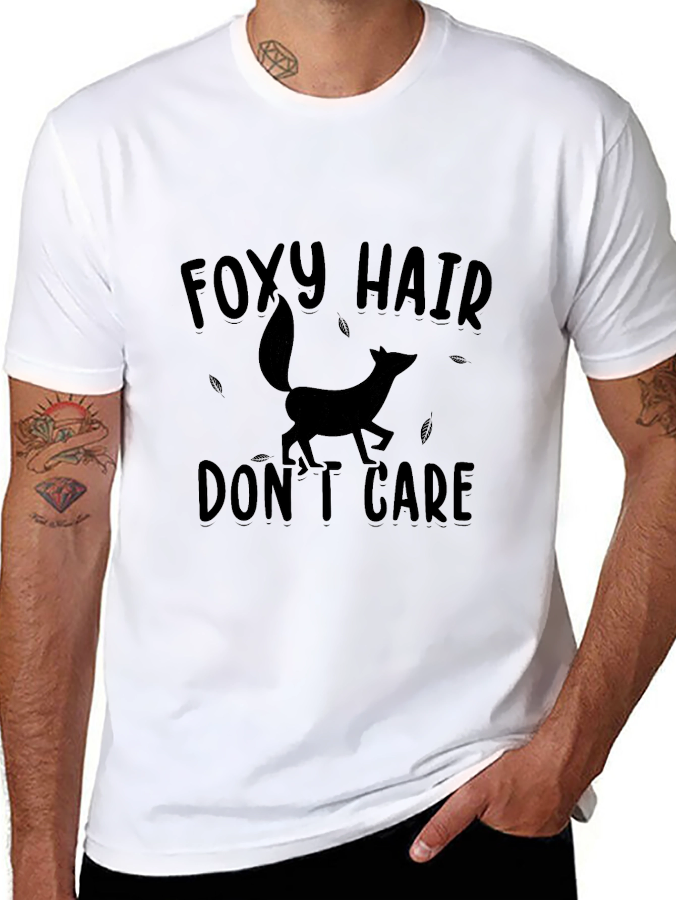 Black Foxy Hair Don't Care Black Graphic Tee view 8