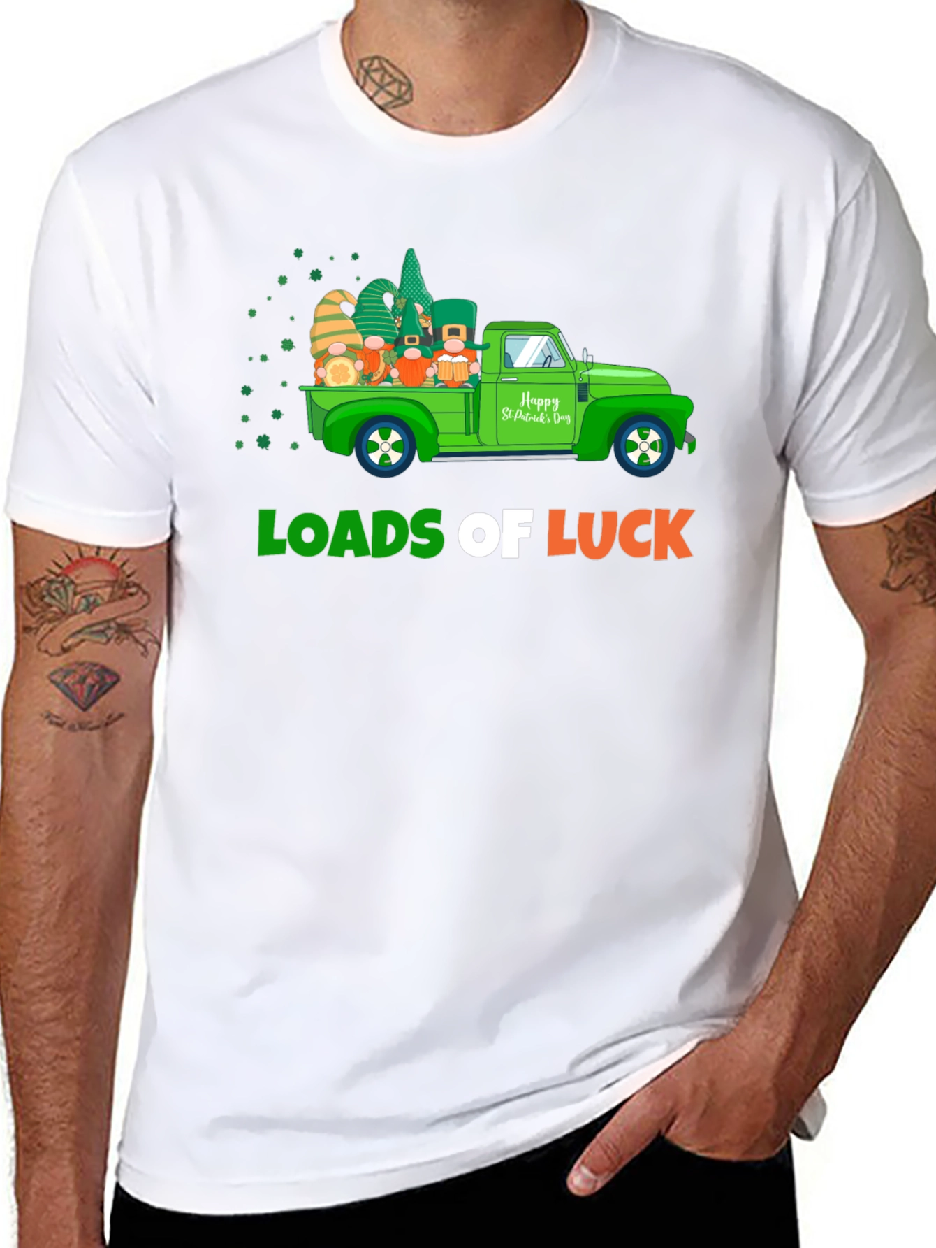 Black Loads of Luck St. Patrick's Day Truck T-Shirt view 8