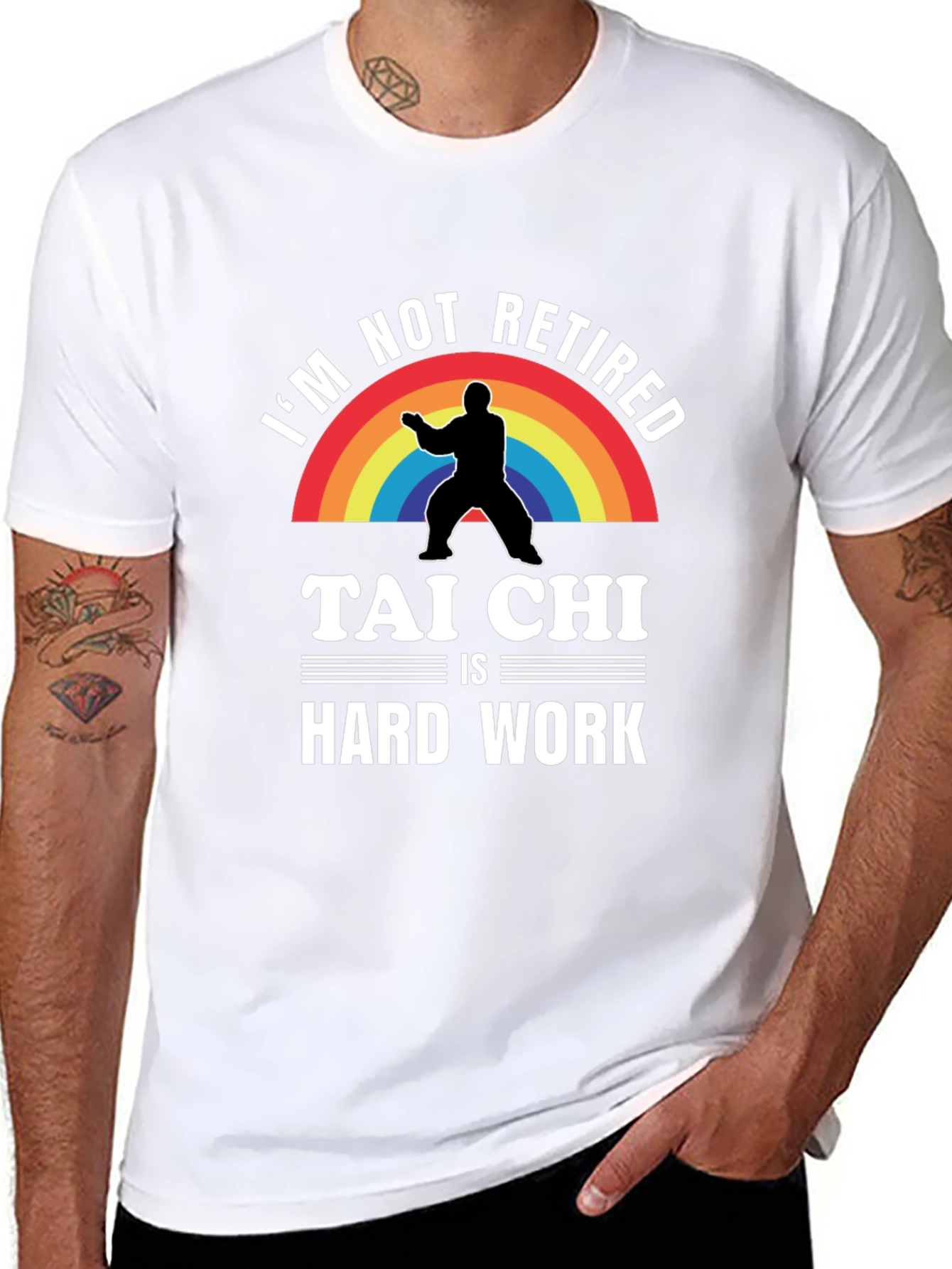 Black I'm Not Retired Tai Chi is Hard Work T-Shirt view 8