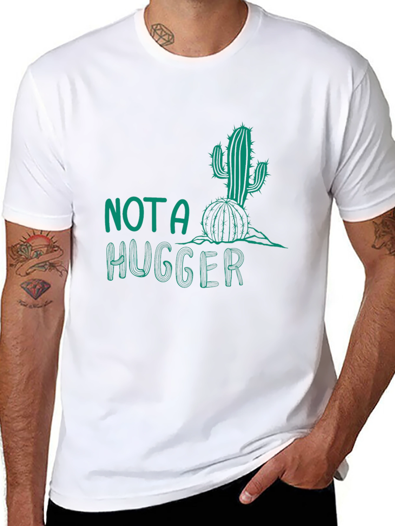 Black Not A Hugger Cactus Graphic Tee - Black view 8