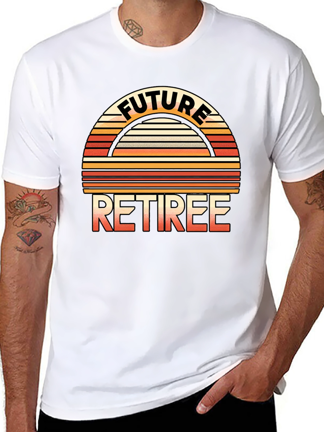 Black Future Retiree Graphic T-Shirt - Retro Style view 8