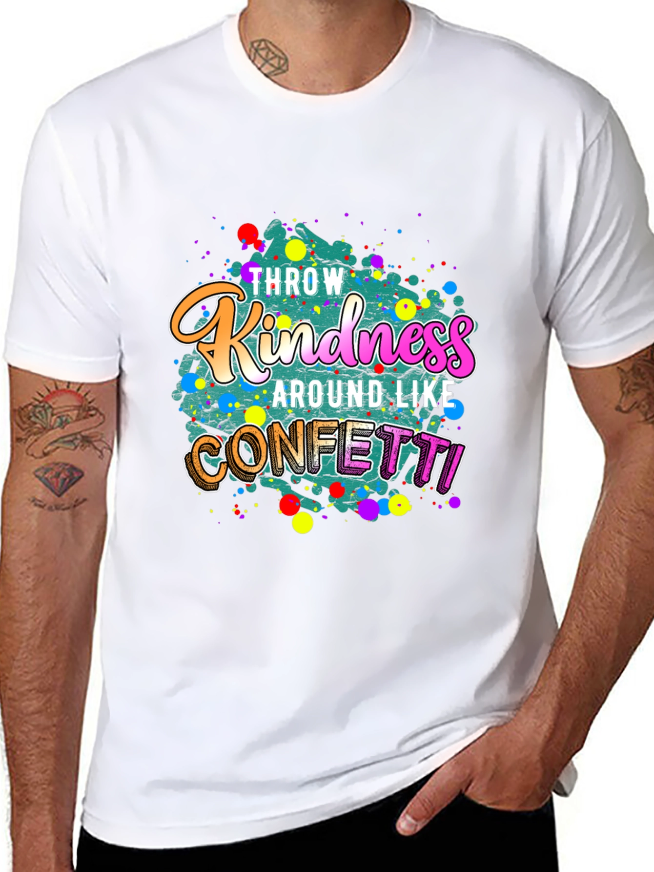 Black Throw Kindness Around Like Confetti Black T-Shirt view 8