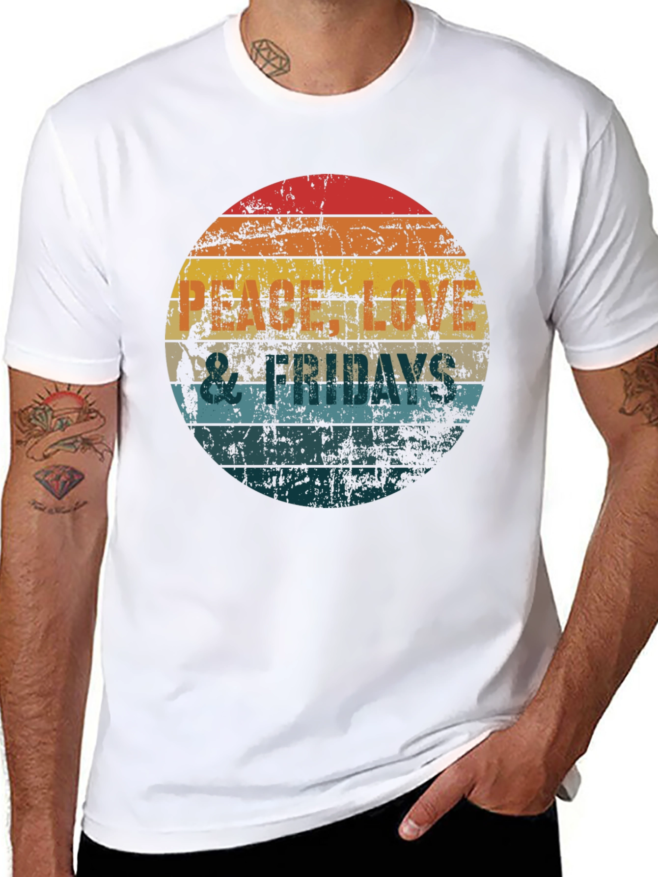 Black Peace Love & Fridays T-Shirt - Retro Vibe view 8