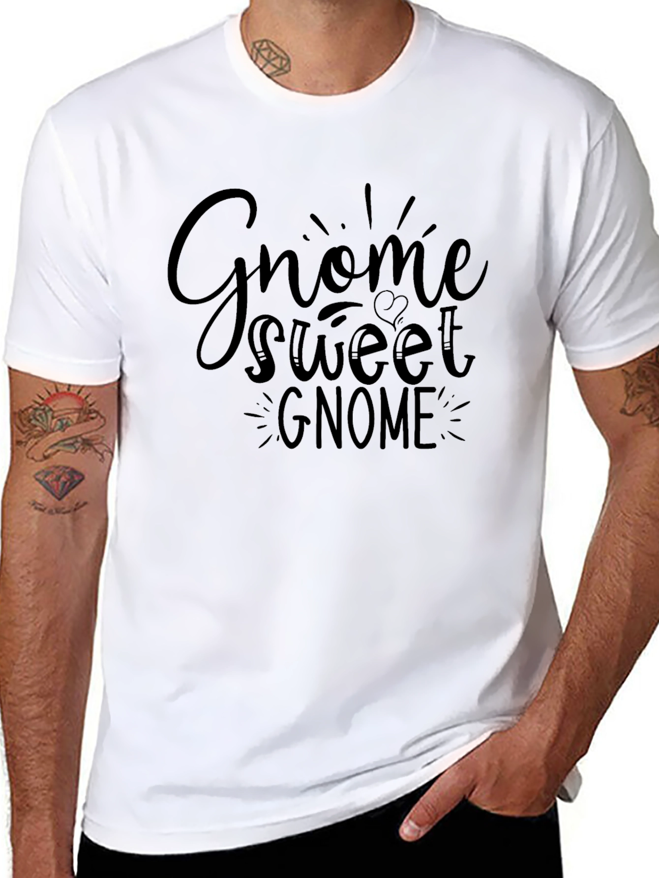 Black Gnome Sweet Gnome Black Cotton T-Shirt view 8
