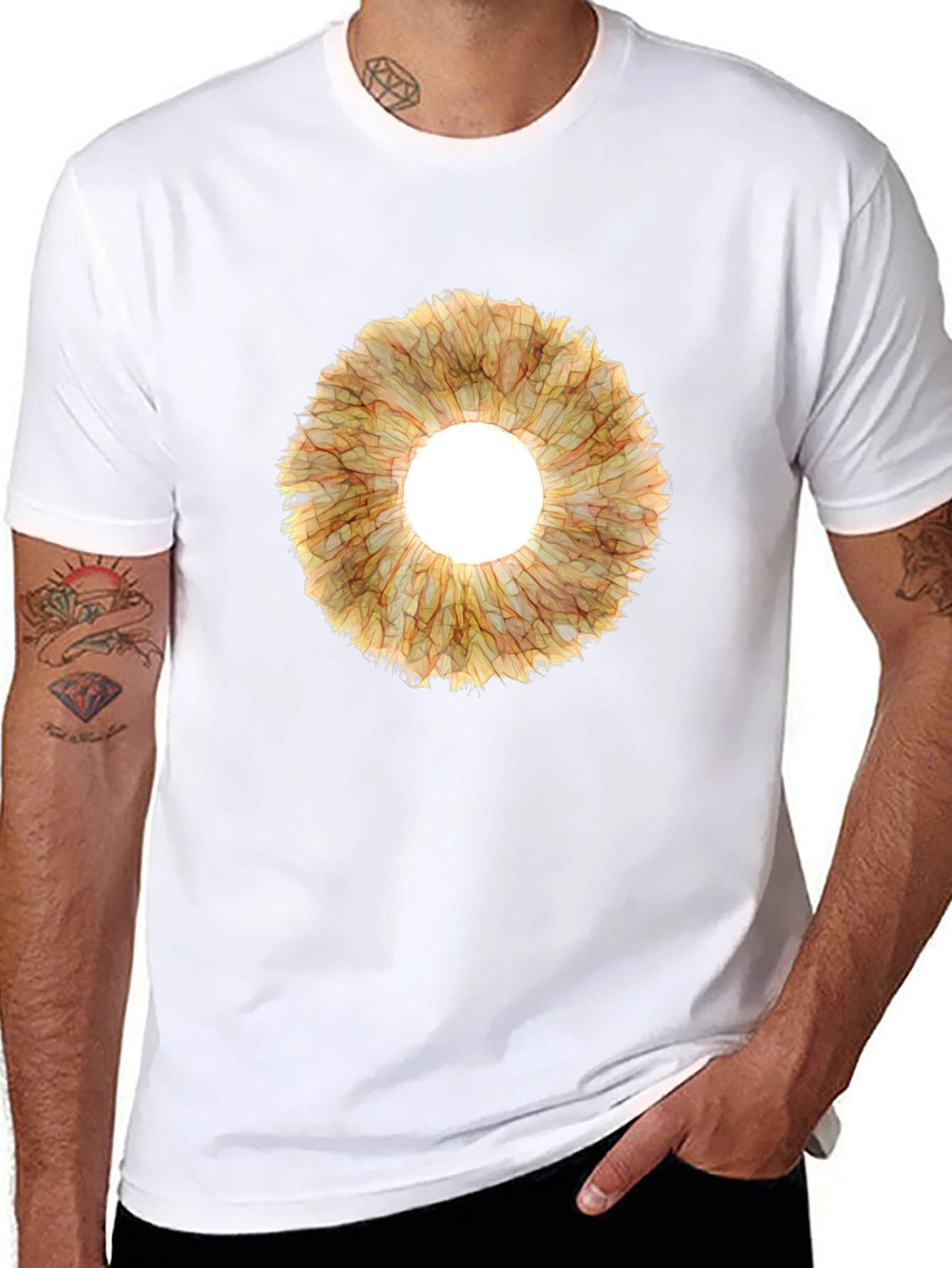 Black Eye-Catching Floral Ring Graphic Tee - Black view 8