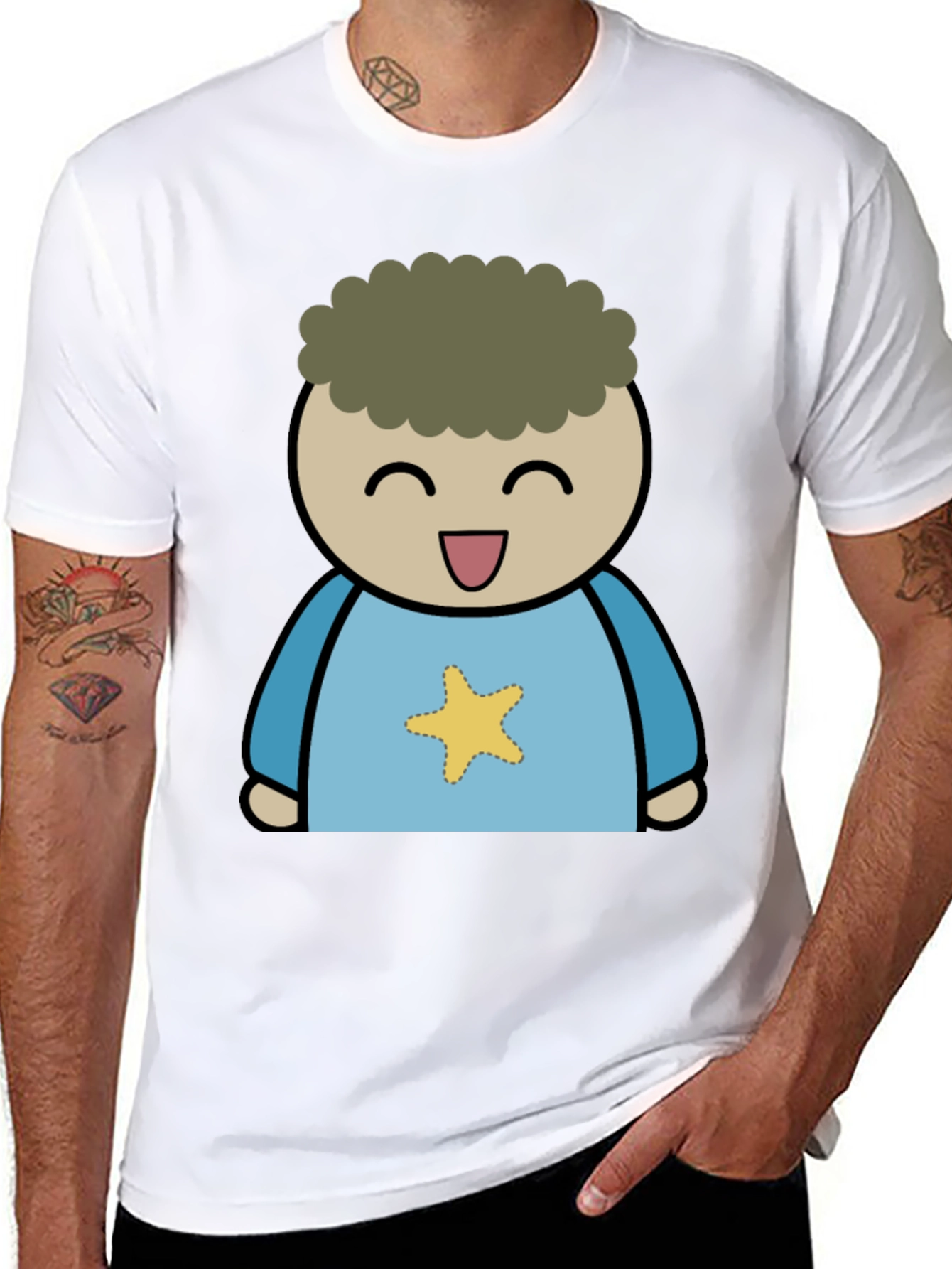 Black Cartoon Star T-Shirt view 8