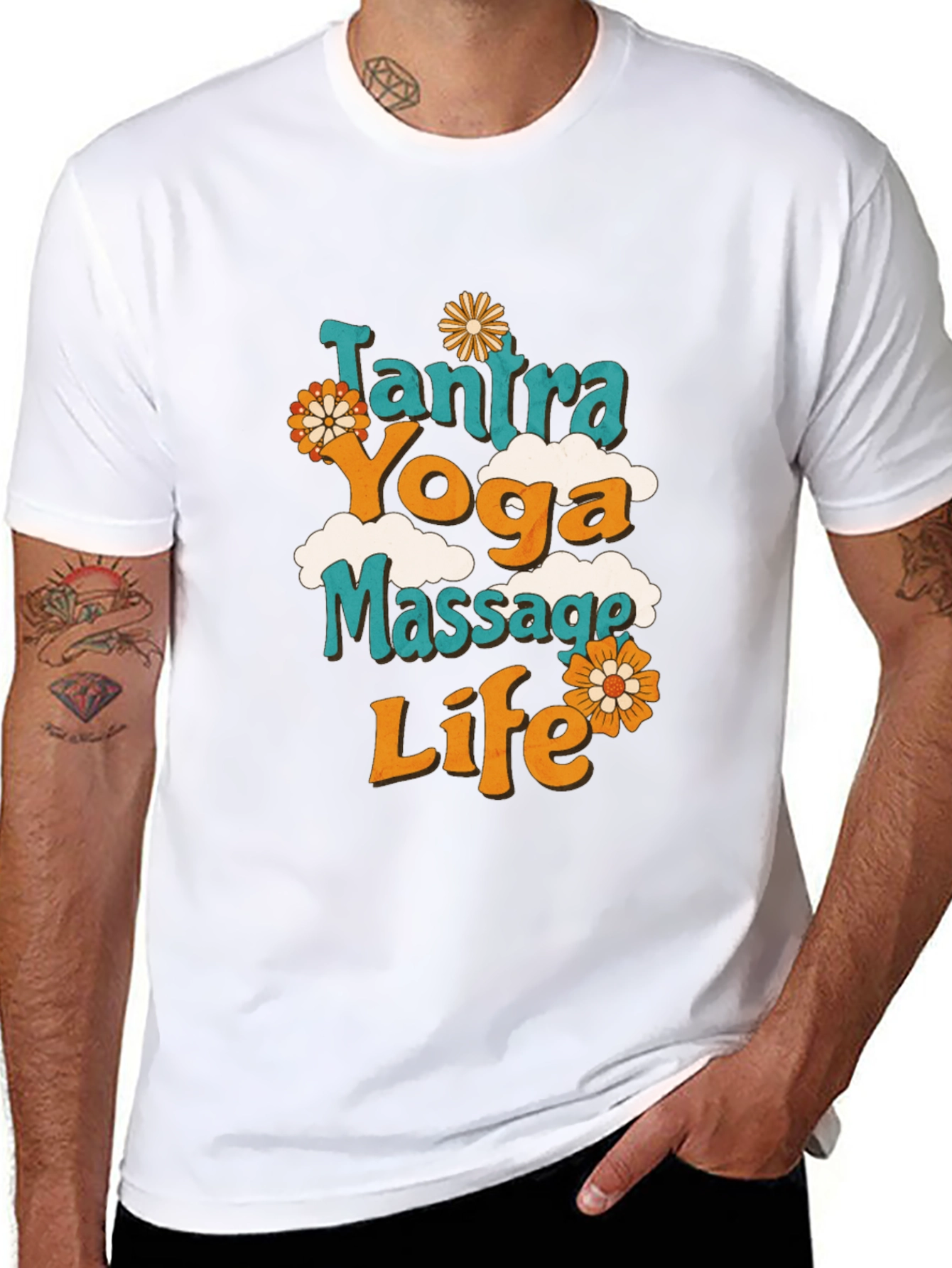 Black Tantra Yoga Massage Life Graphic Tee view 8