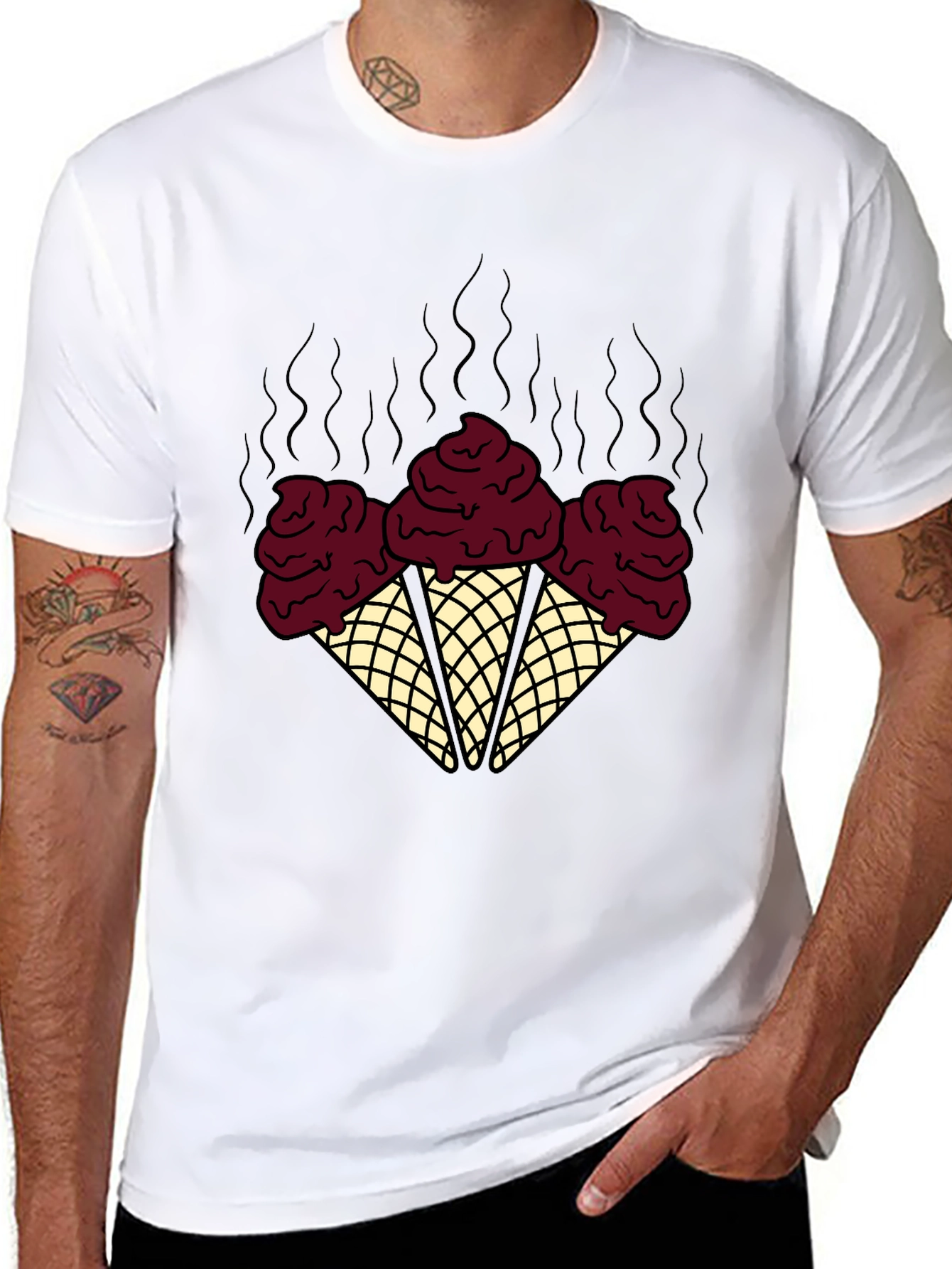 Black Novelty Ice Cream Cone Graphic Tee - Black view 8