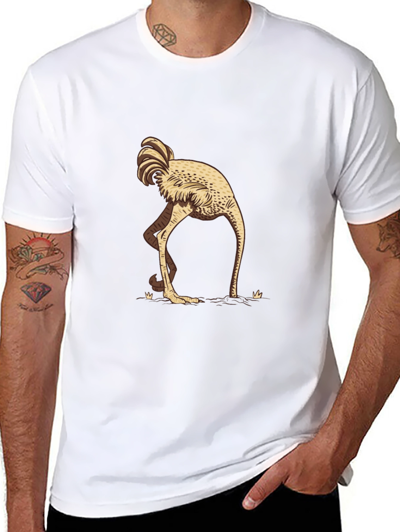 Black Ostrich Head in Sand Graphic Tee - Black view 8