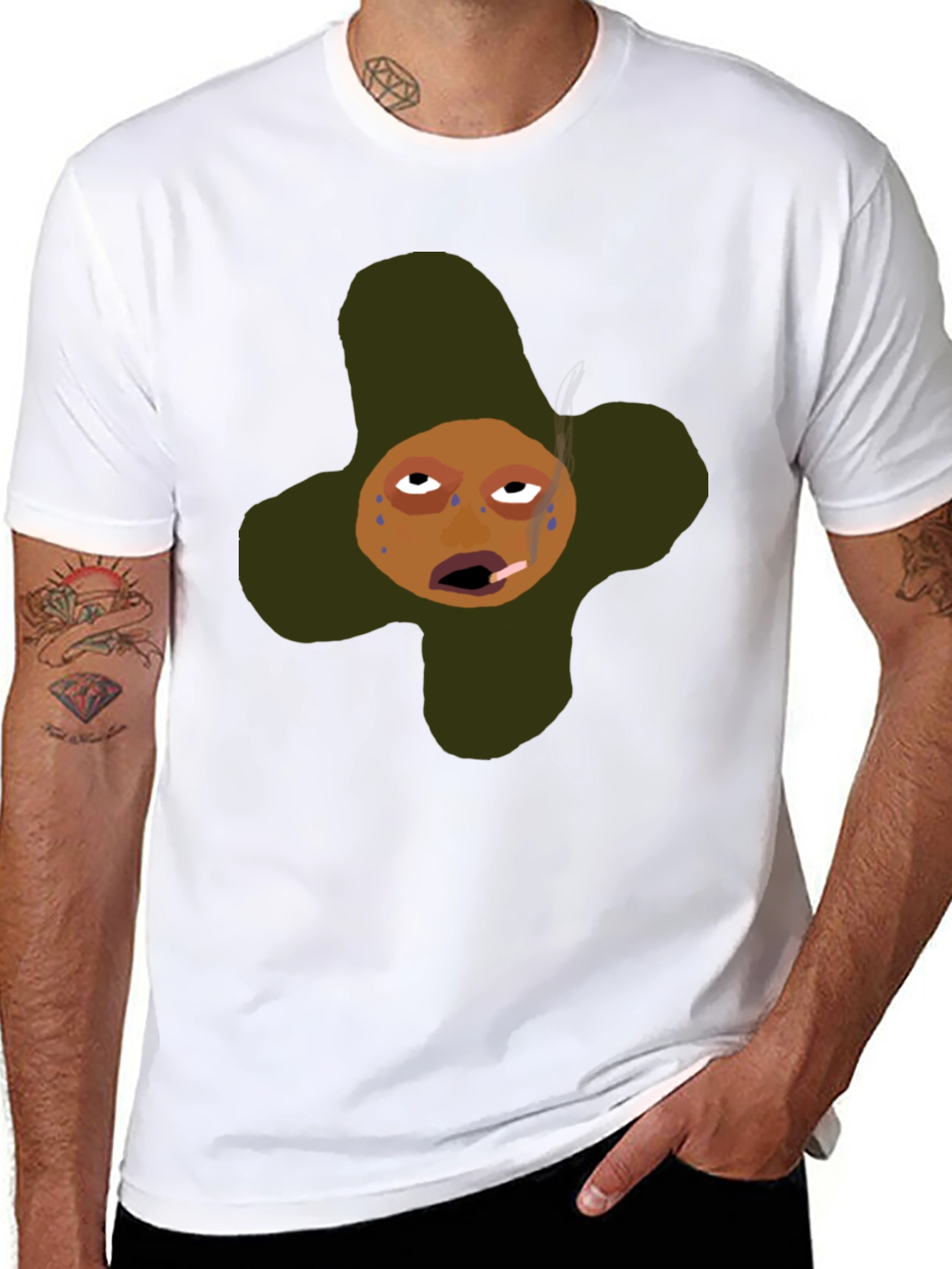 Black Funny Cartoon Graphic T-Shirt - Black view 8