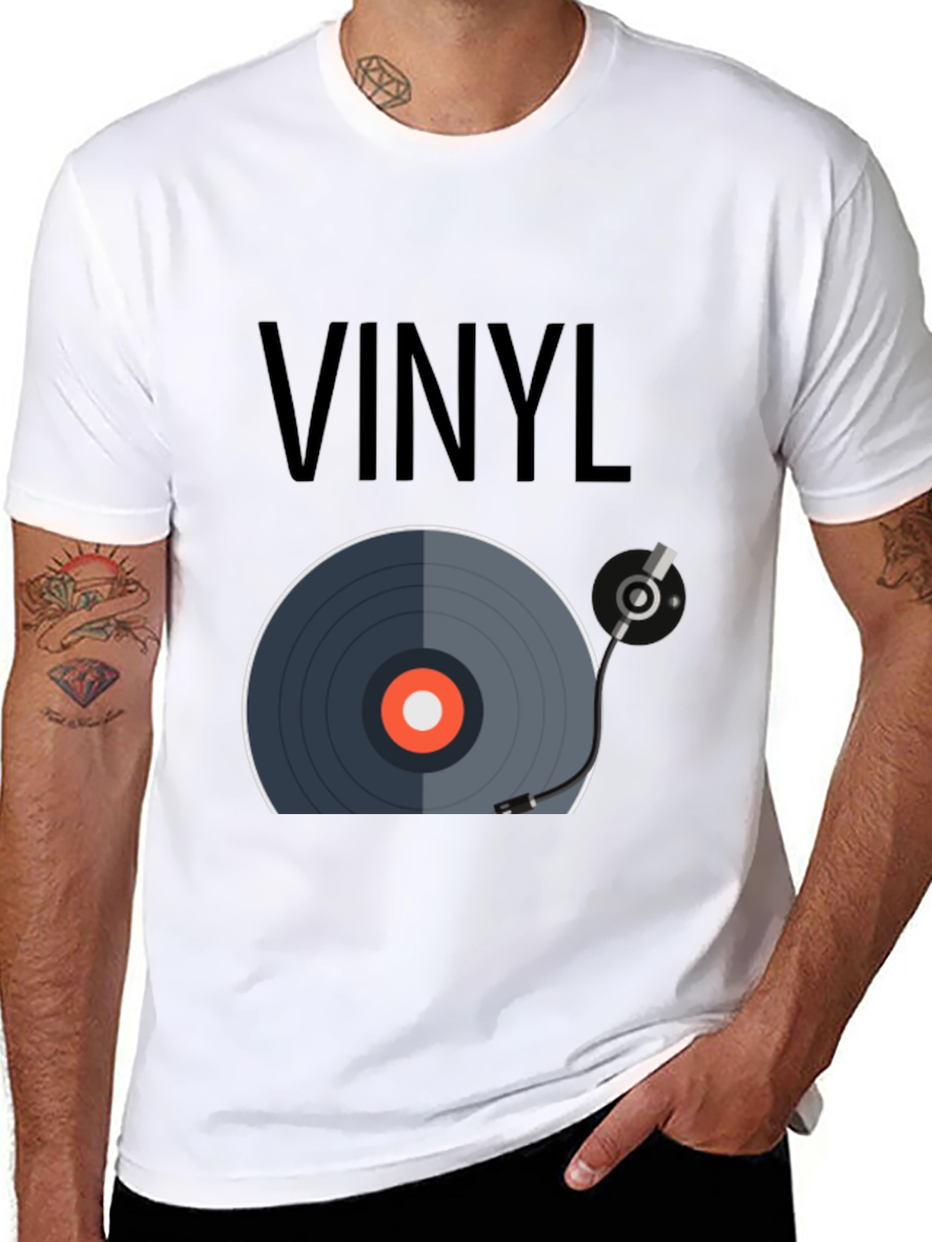 Black Vinyl Record Graphic Tee - Music Lover's T-Shirt view 8