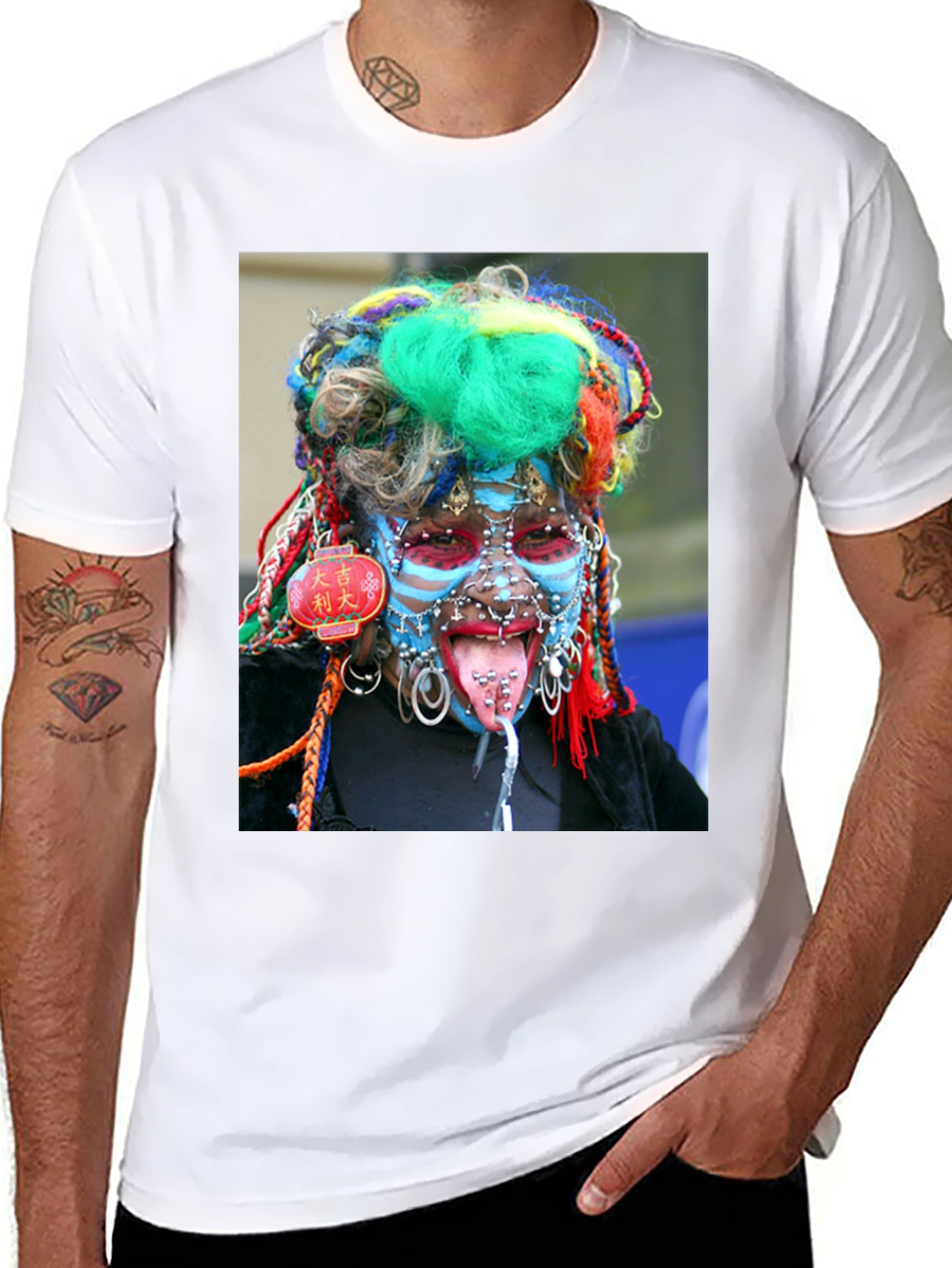 Black Unique Body Art Graphic Tee view 8