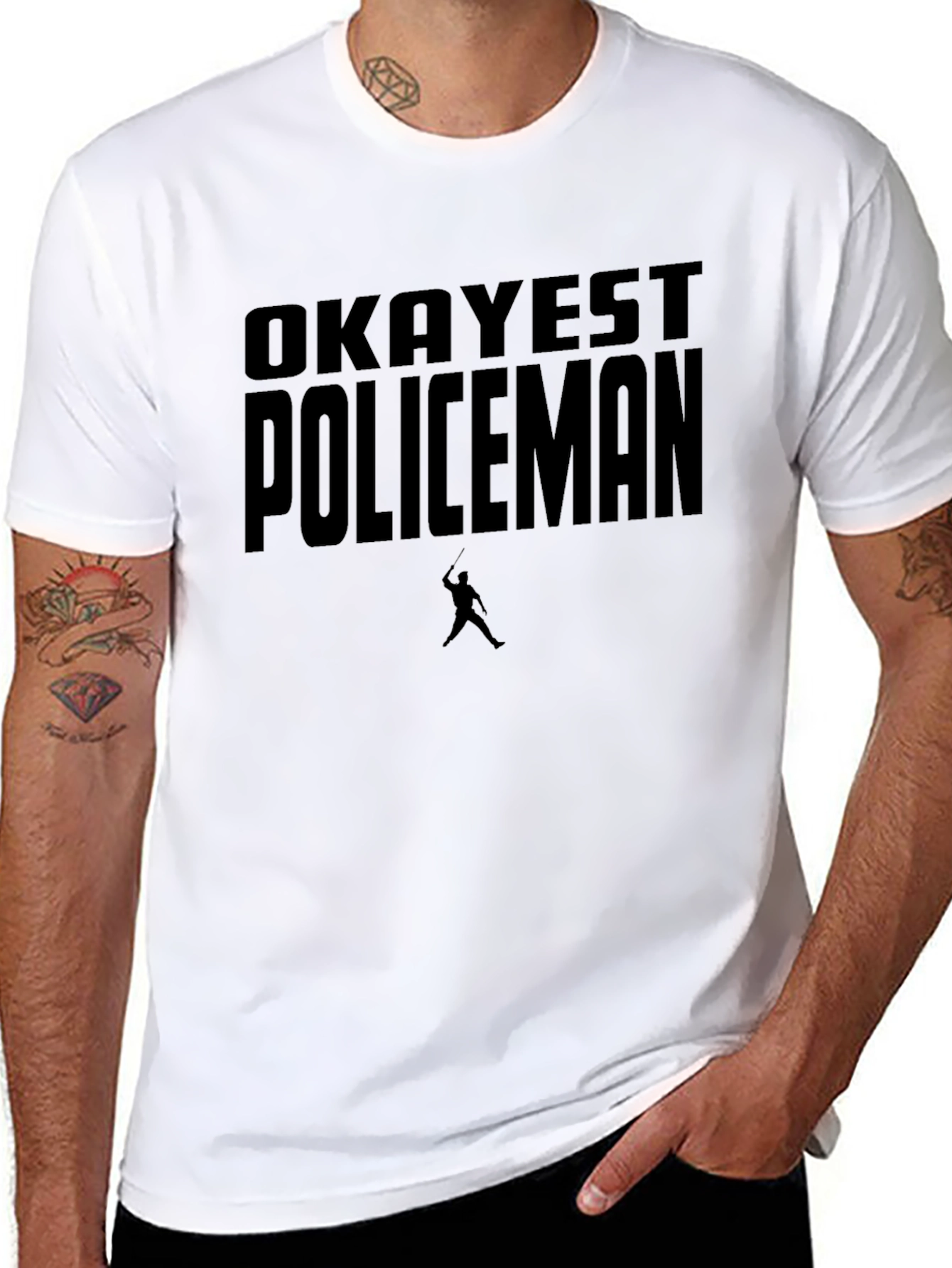 Black Okayest Policeman Graphic Tee - Black view 8