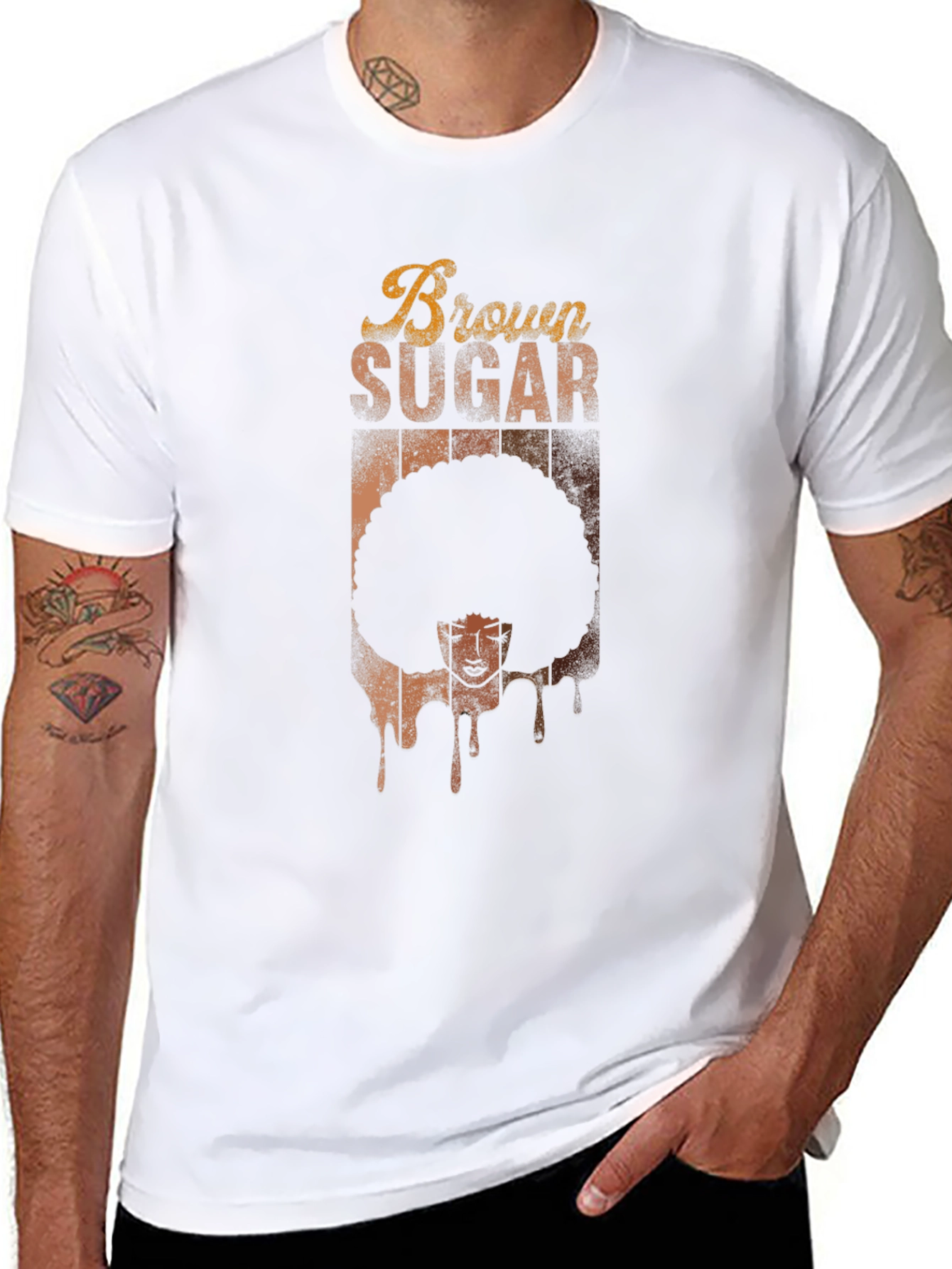 Black Brown Sugar Afro Graphic Tee - Retro Black T-Shirt view 8