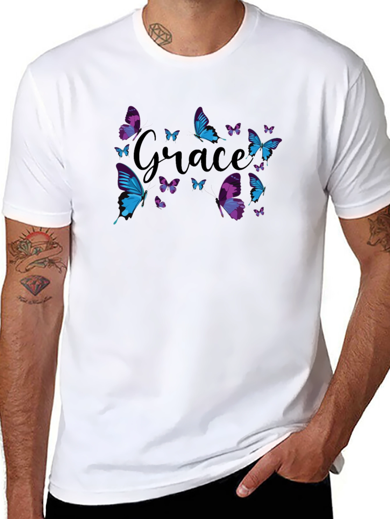Black Grace Butterfly Graphic Black T-Shirt view 8